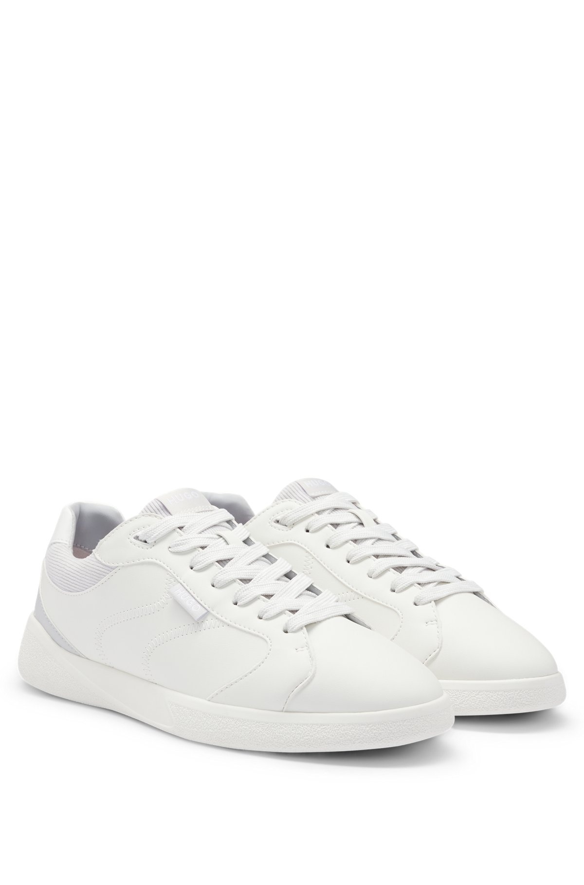 FAUX-LEATHER LACE-UP TRAINERS WITH CORDUROY DETAILS - 2