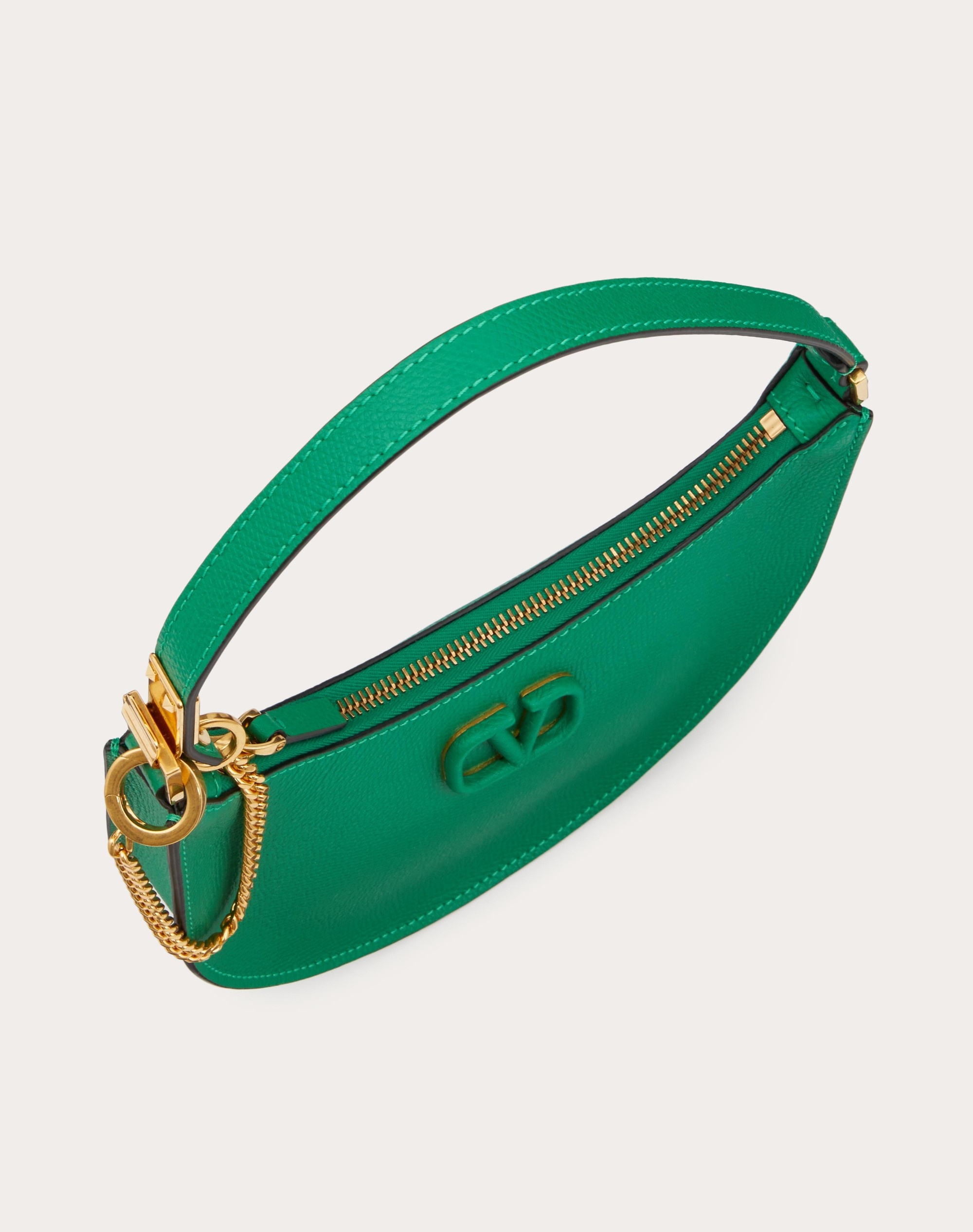 MINI VLOGO SIGNATURE GRAINY CALFSKIN HOBO BAG - 6