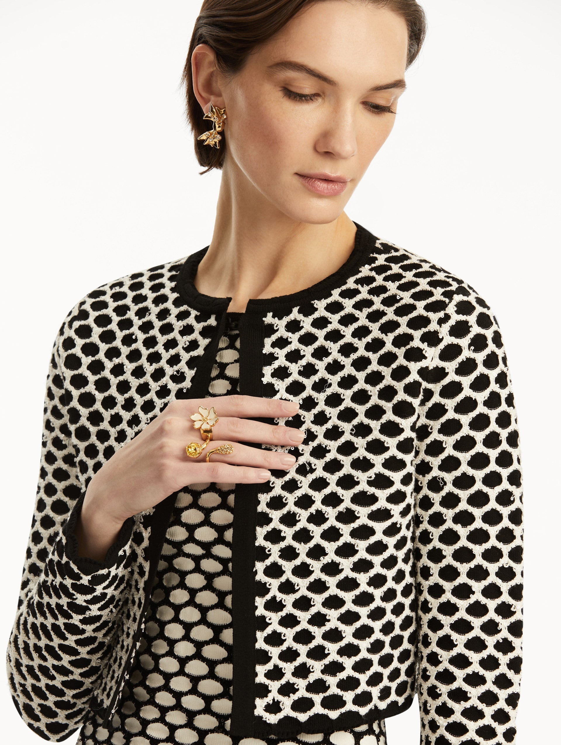 HONEYCOMB SEQUIN KNIT JACKET - 6