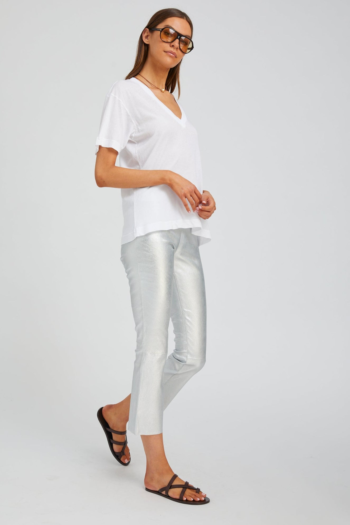 WHITE V-NECK TEE - 6