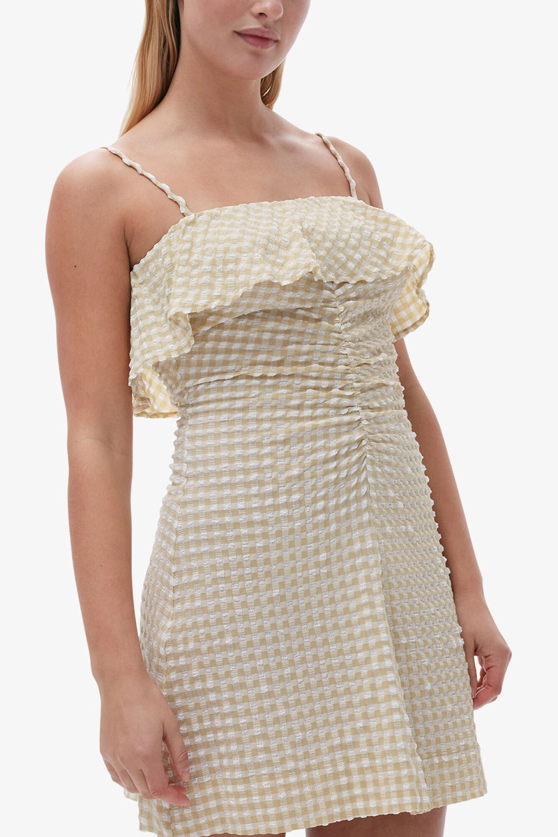 gingham 검사 인쇄는 minidress를 쌉니다 5