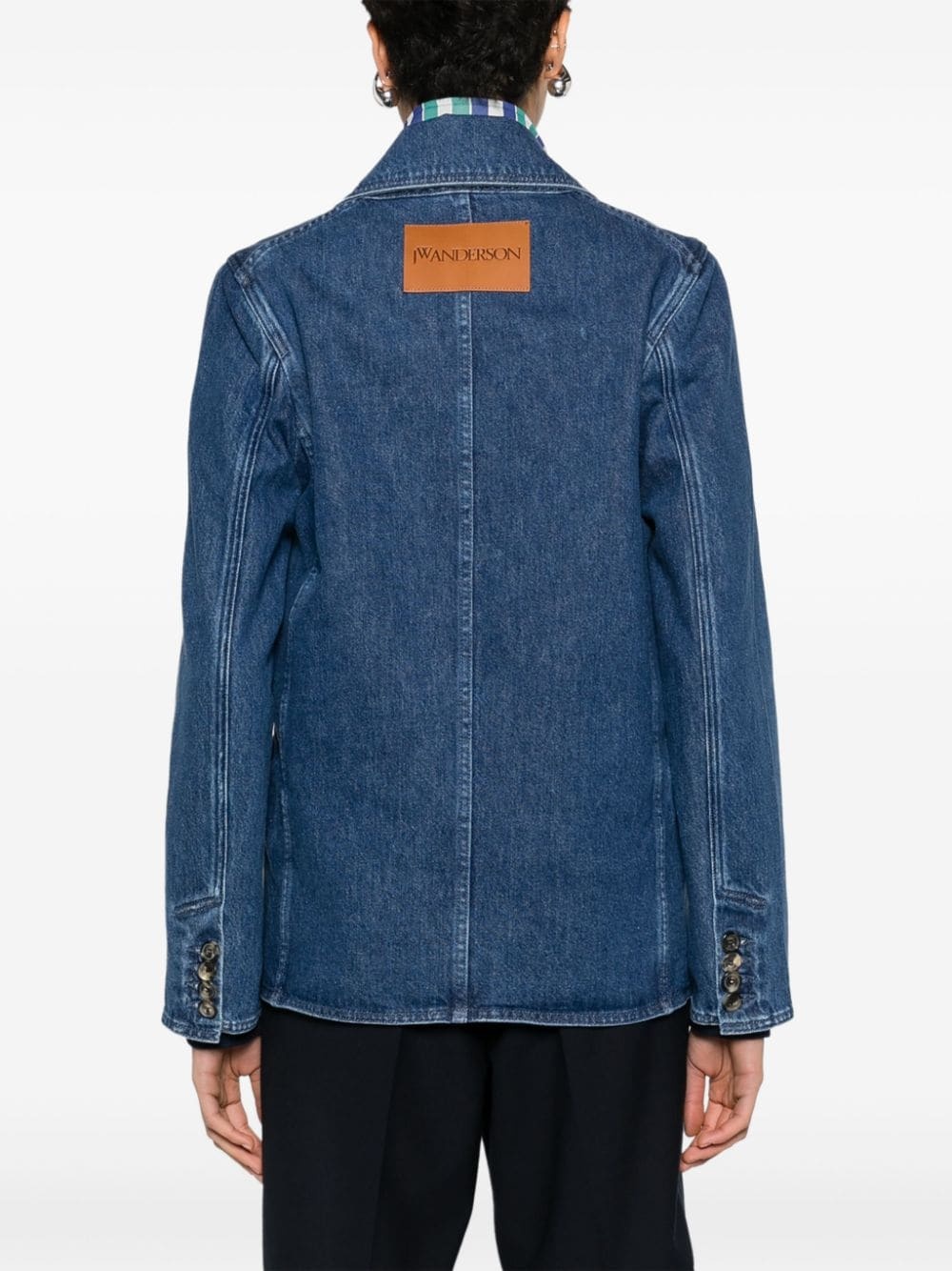 double-breasted denim blazer - 4