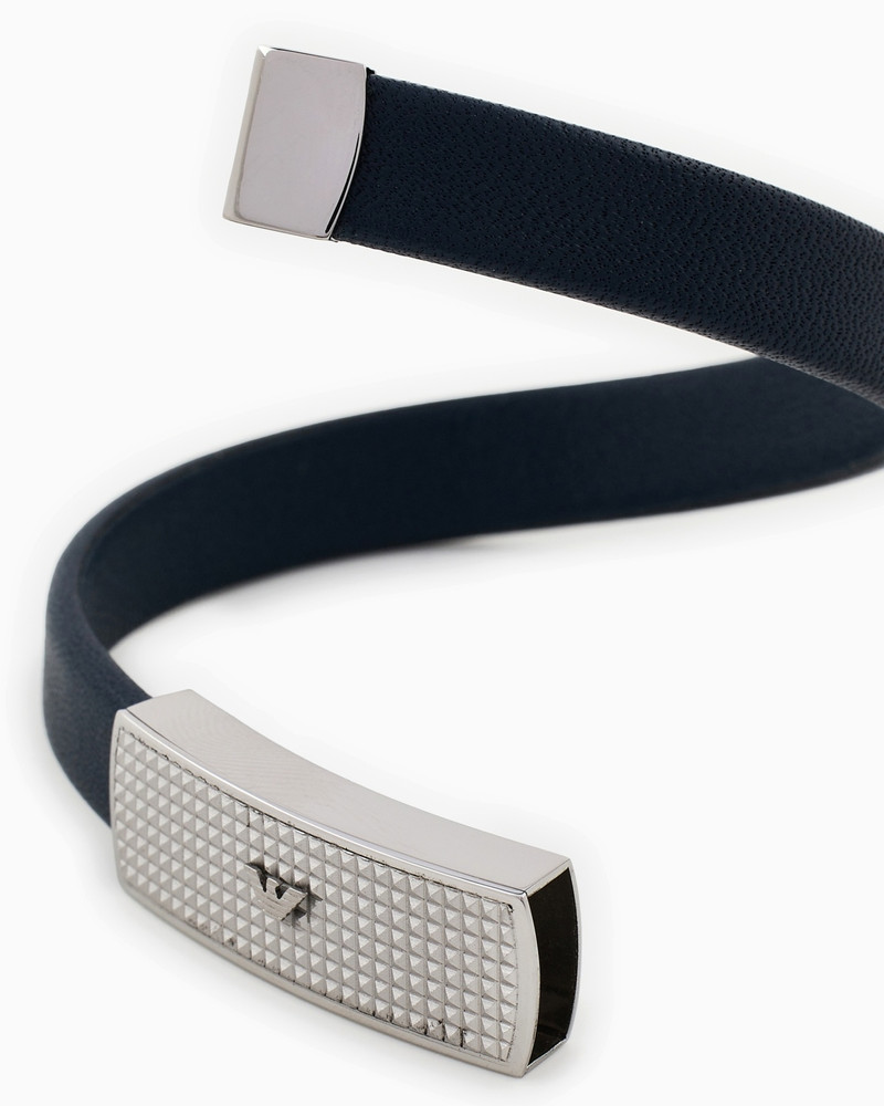 EMPORIO ARMANI BLUE LEATHER ID BRACELET outlook