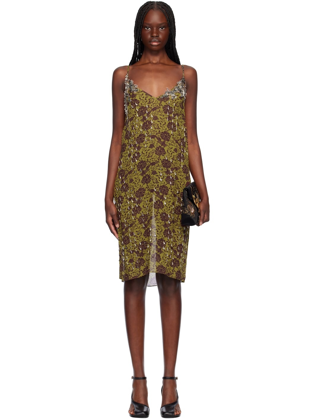 Green Beaded Midi Dress - 1
