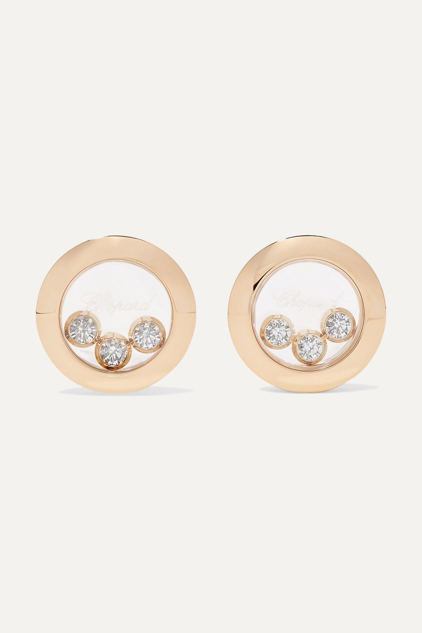 Happy Diamonds 18-karat rose gold diamond earrings - 1