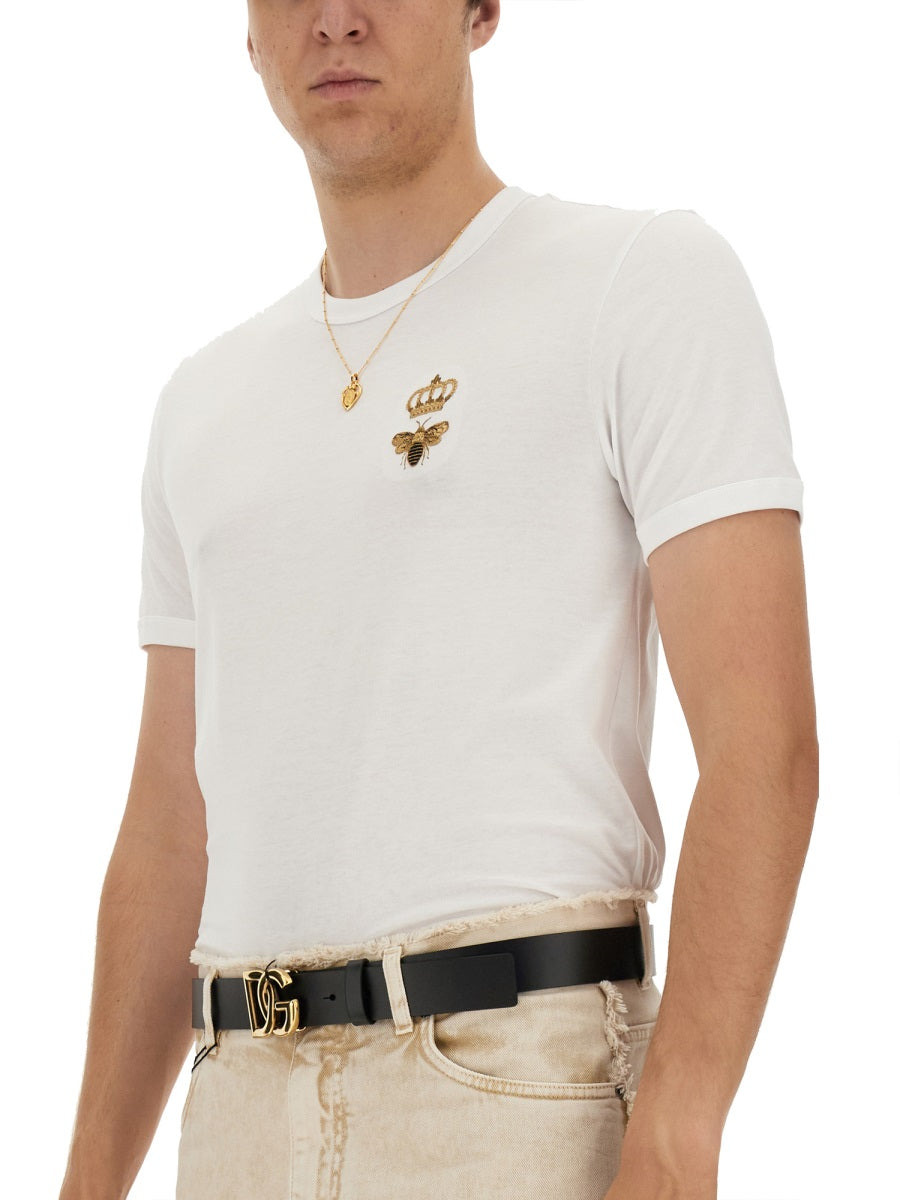 Dolce & Gabbana Men "Bee And Crown" Embroidered T-Shirt - 4