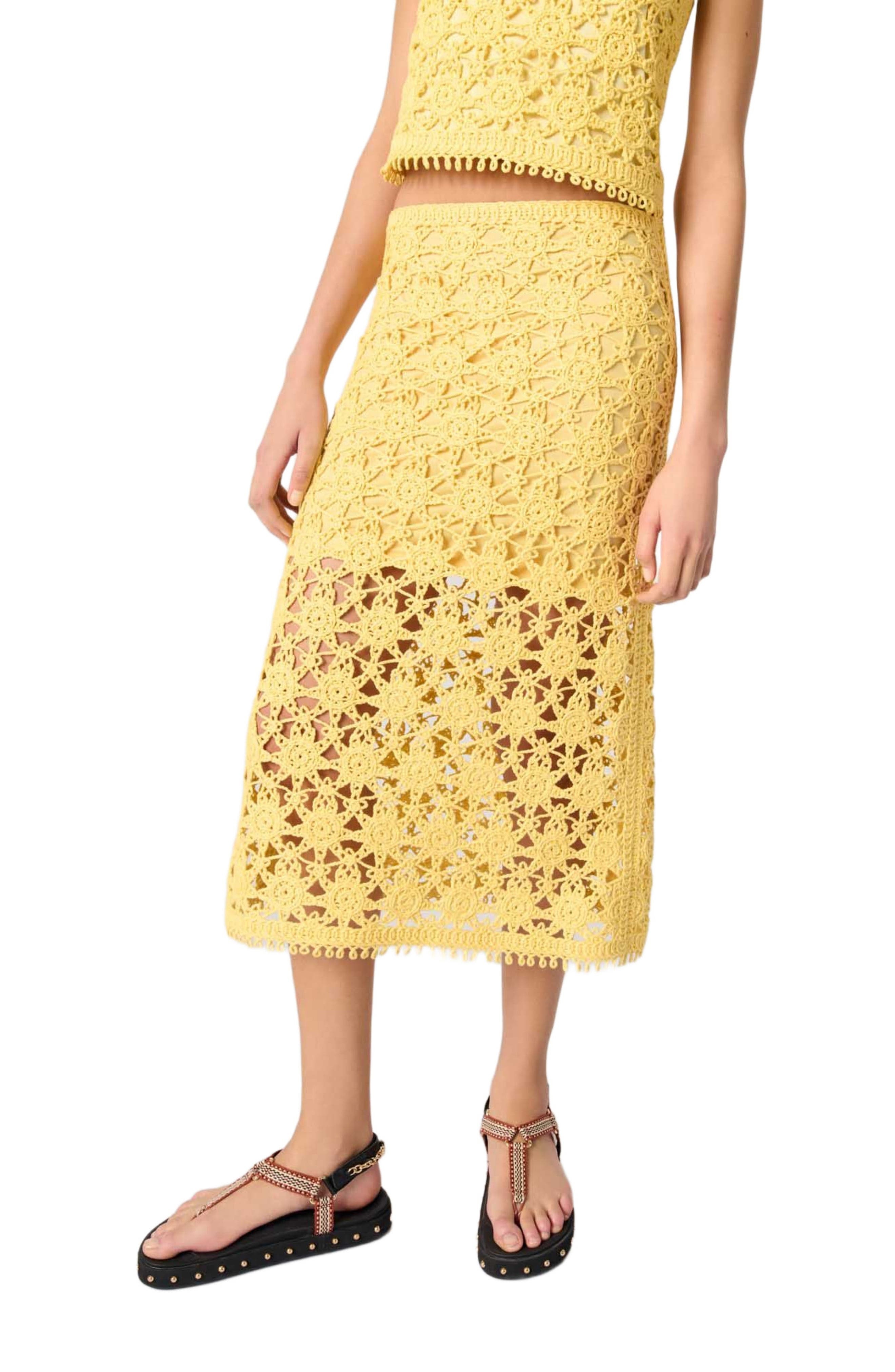 maje Crochet maxi skirt in Yellow Banana at Nordstrom - 4