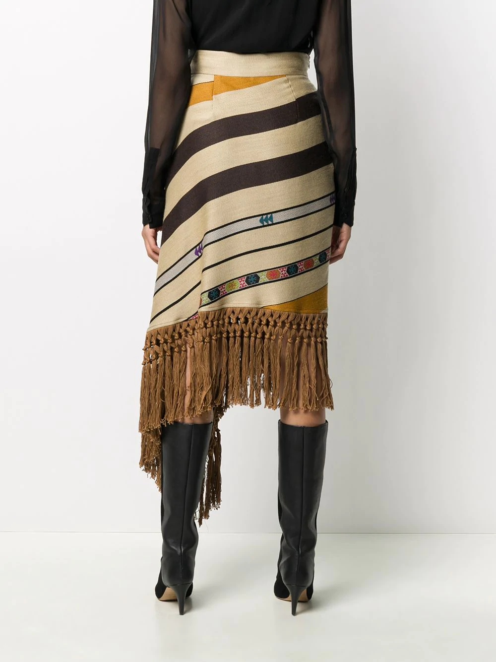 striped fringe midi skirt - 4