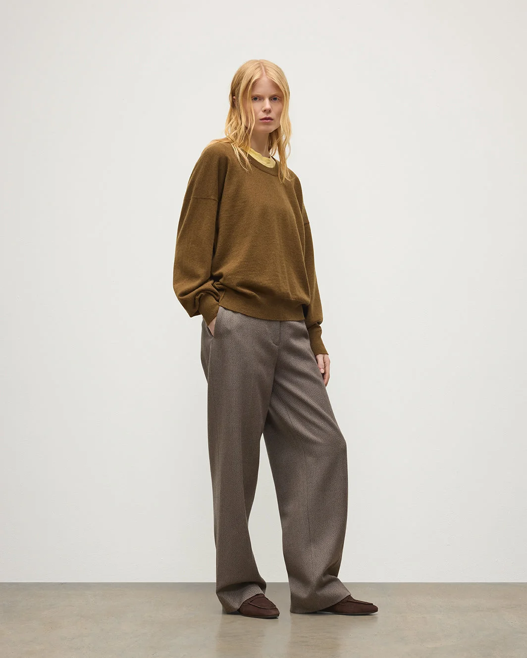 Jessie Back Split Green Cashmere Jumper - 1