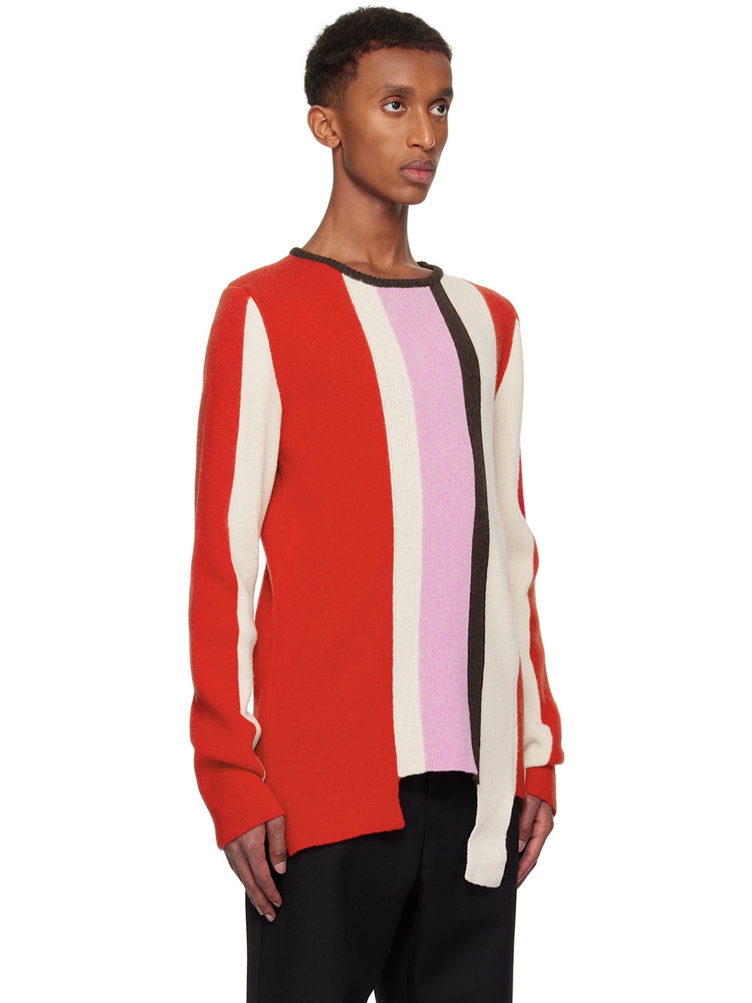 Multicolor Intarsia Vertical Stripe Sweater - 2