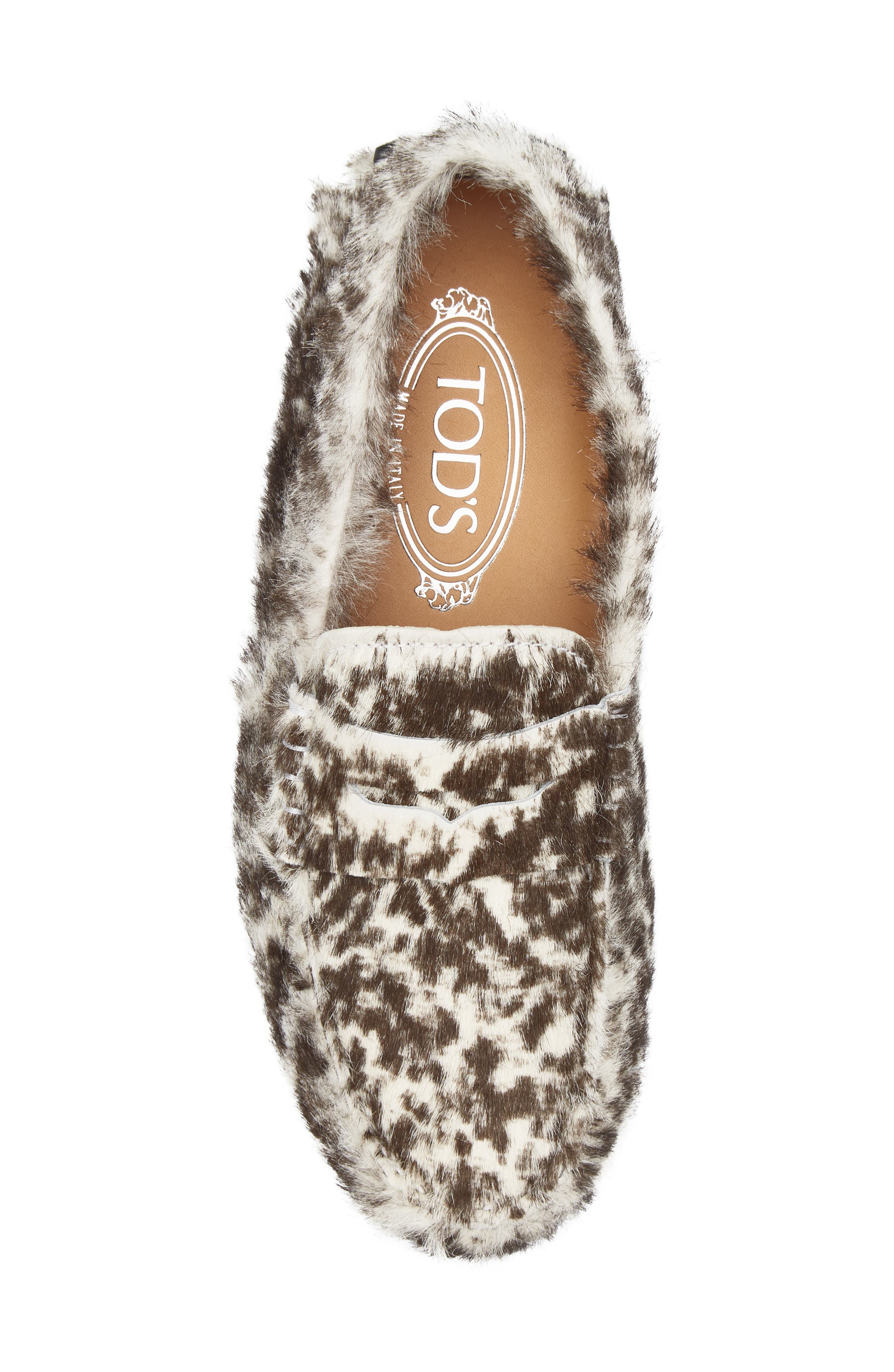 Tod's Genuine Calf Hair Penny Loafer in Tmoro/Bianco at Nordstrom - 5