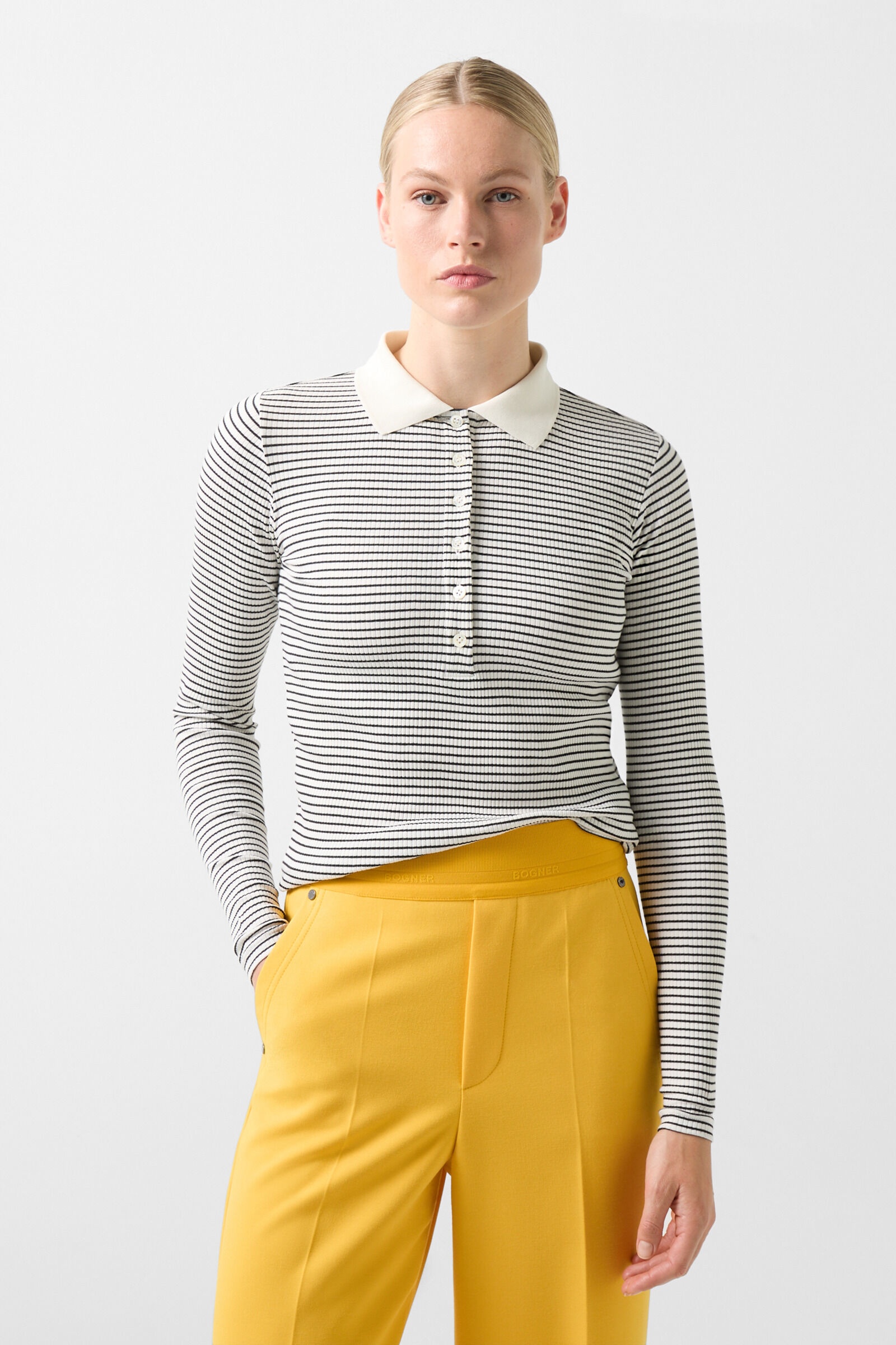 Reny Longsleeve polo shirt in Black/White - 2