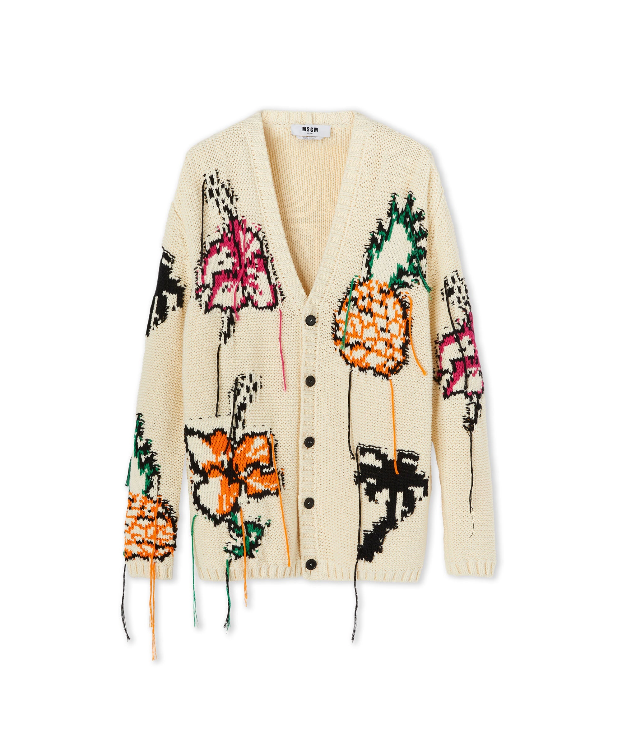 Cotton cardigan with inlay pattern - 2