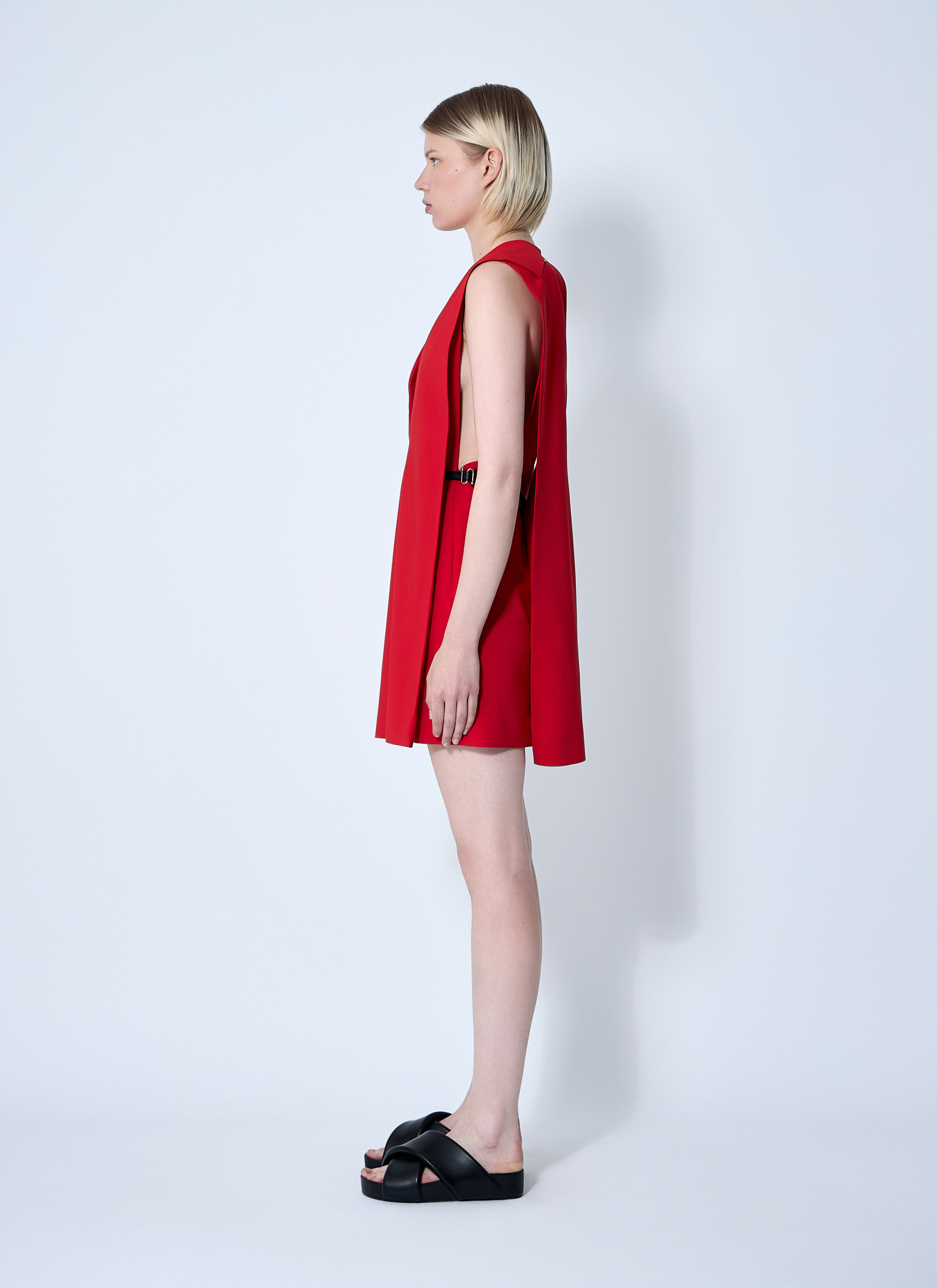 Plunge Mini Dress With Belt - 3