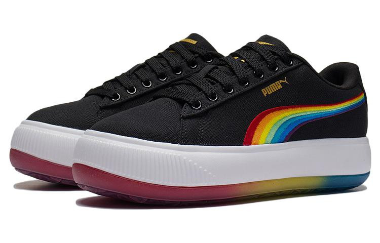 (WMNS) PUMA Suede Mayu Prism Low Tops Thick Sole Skateboarding Shoes Black 387240-01 - 3
