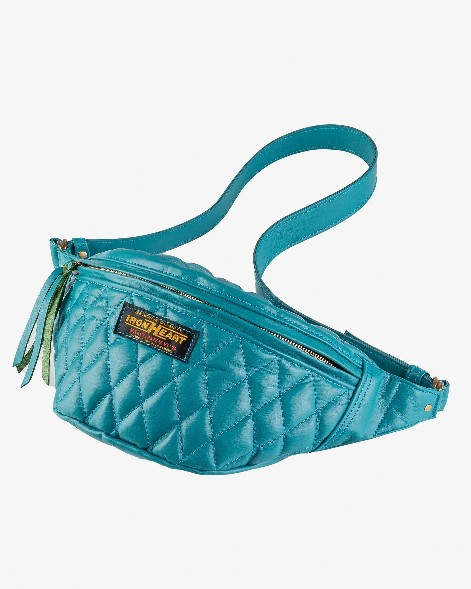 DIAMOND STITCHED LEATHER WAIST BAG - BLUE - 1