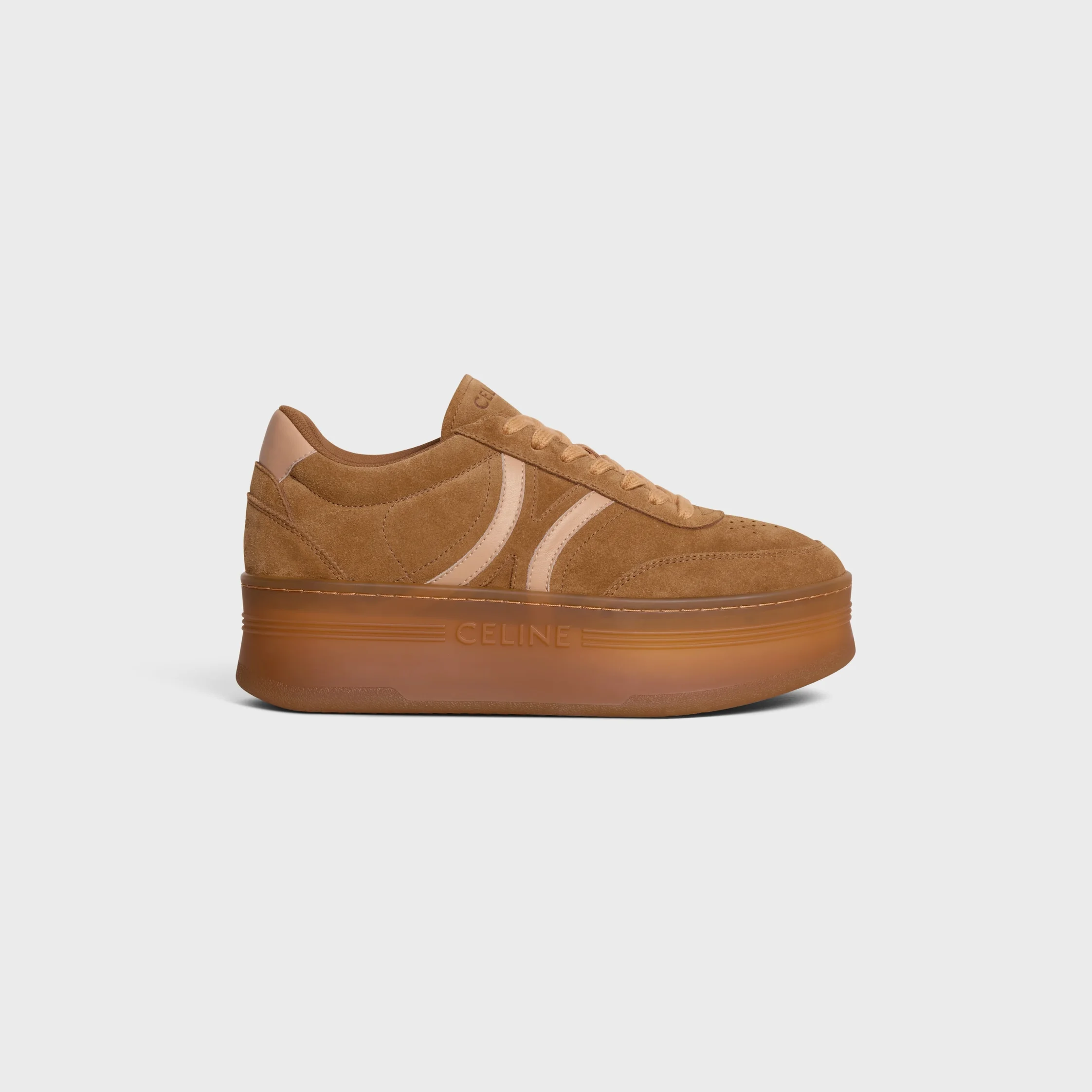 CELINE - BLOCK SNEAKERS WITH BACK TRIOMPHE AND WEDGE OUTSOLE IN SUEDE CALFSKIN AND CALFSKIN - 1