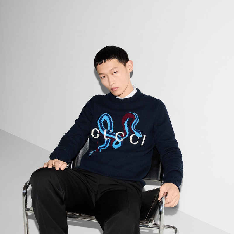 Wool cashmere sweater with intarsia 6