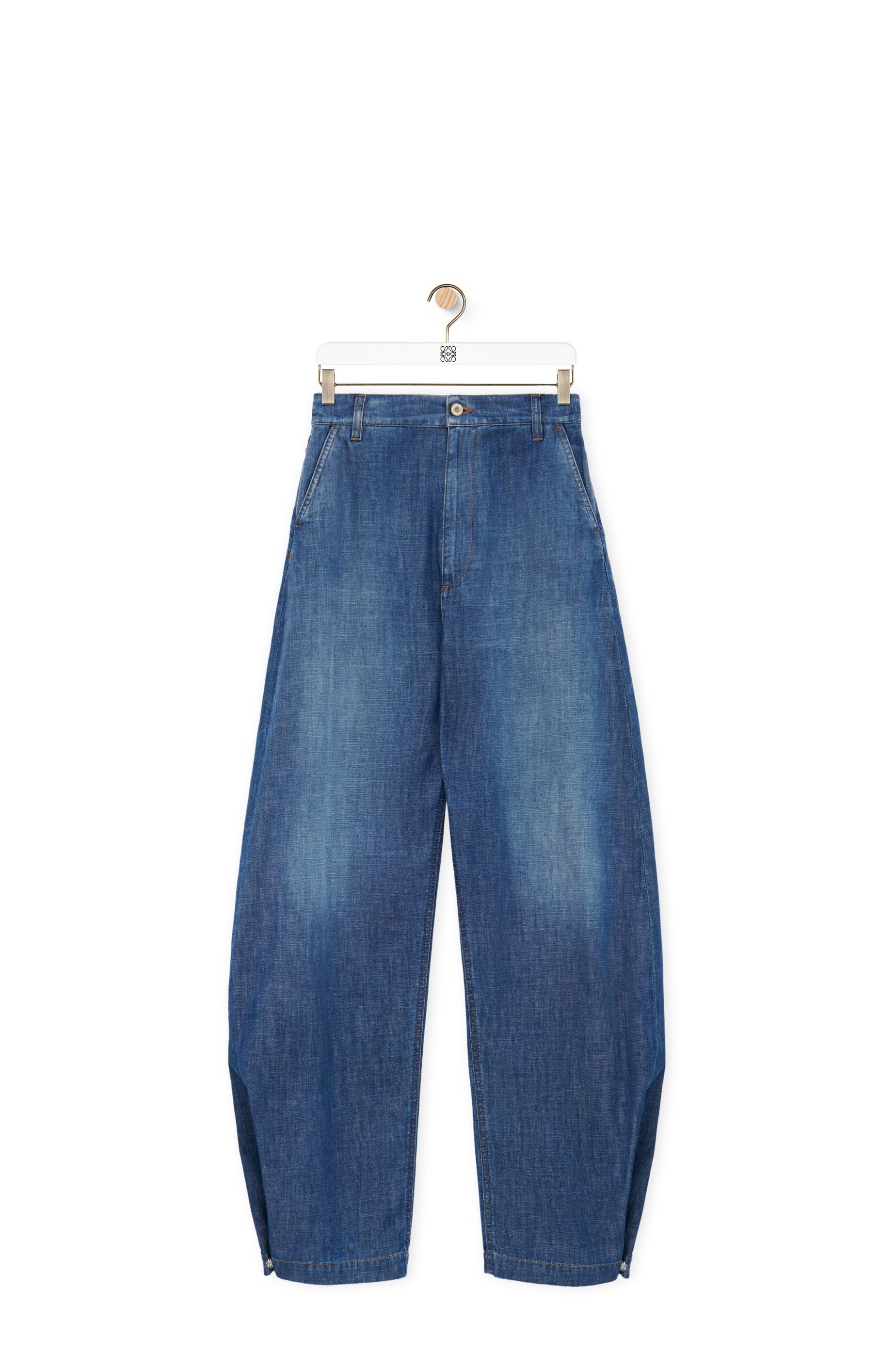 Adjusted fit balloon trousers in denim - 1