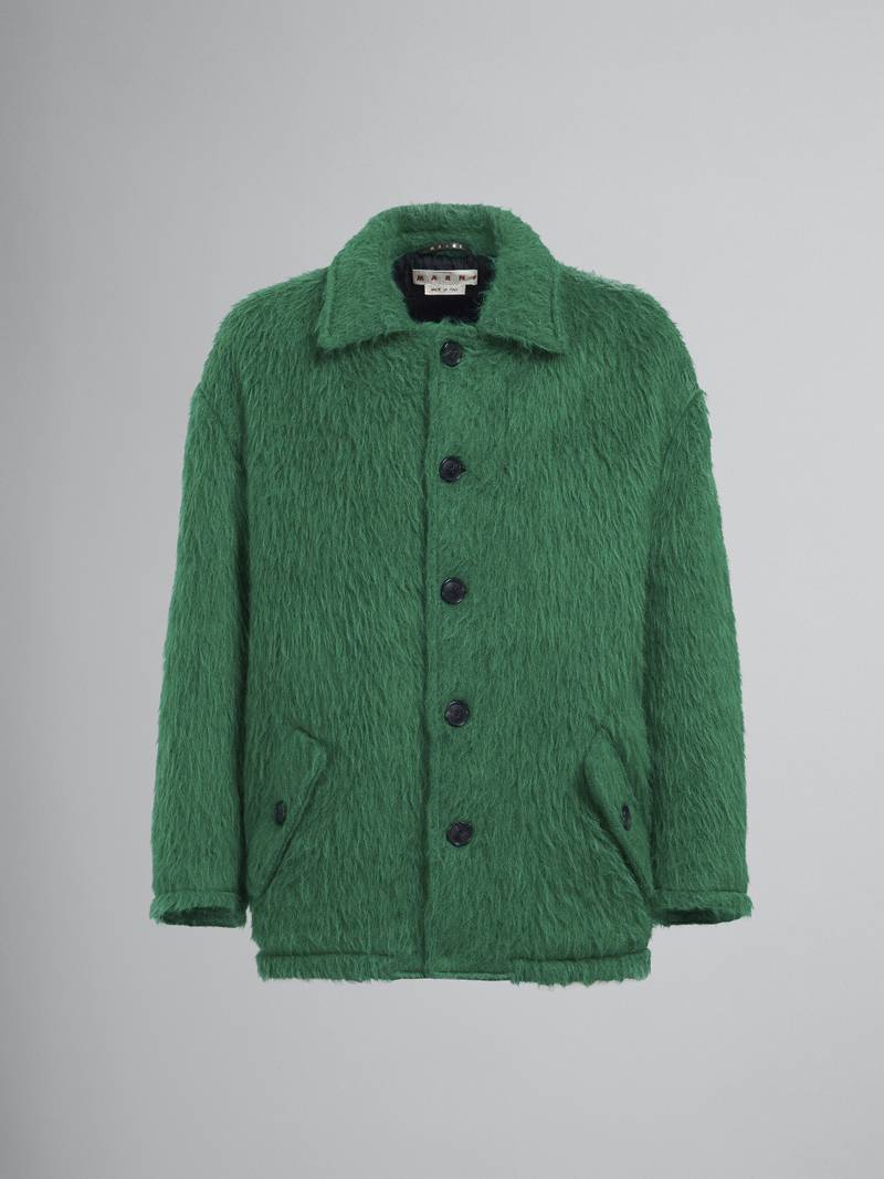 GREEN RATINÉ CHECK CABAN COAT 1