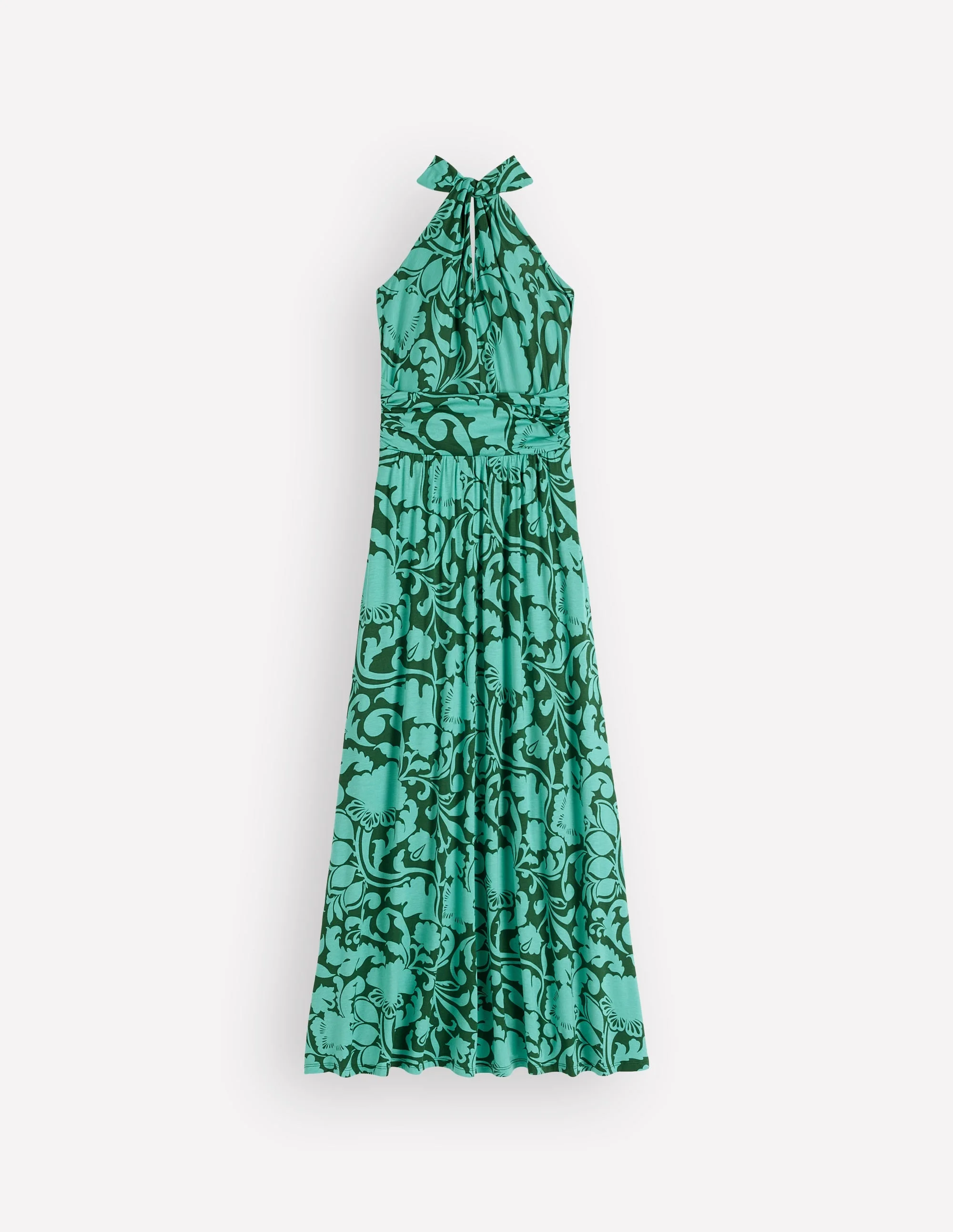 Sydney Twist Neck Jersey Dress-Green, Flourishing Meadow - 1