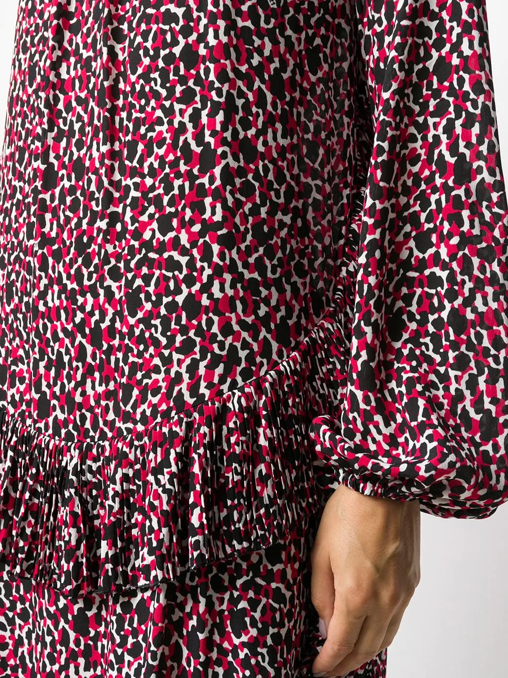 leopard print frilled midi dress - 5