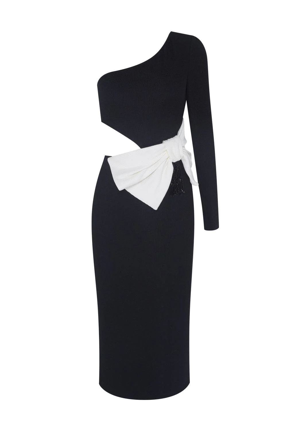 PatBO Grace Knit One Shoulder Midi Dress in Black at Nordstrom - 1