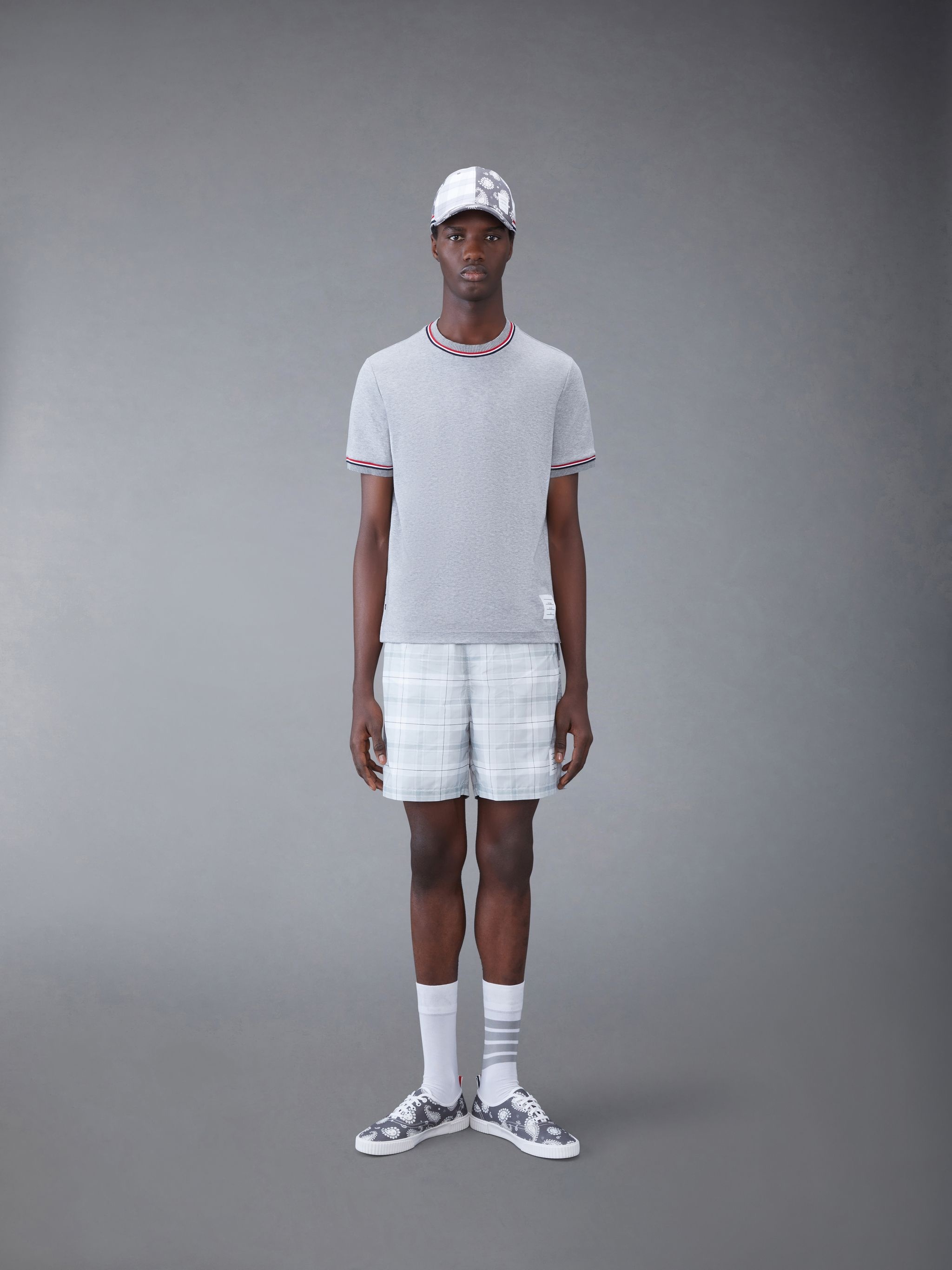 Thom Browne｜ (COTTON MILANO STRIPE T-SHIRT (MJS231A J00 Thom Browne Cotton Milano Stripe Tee | REVERSIBLE
