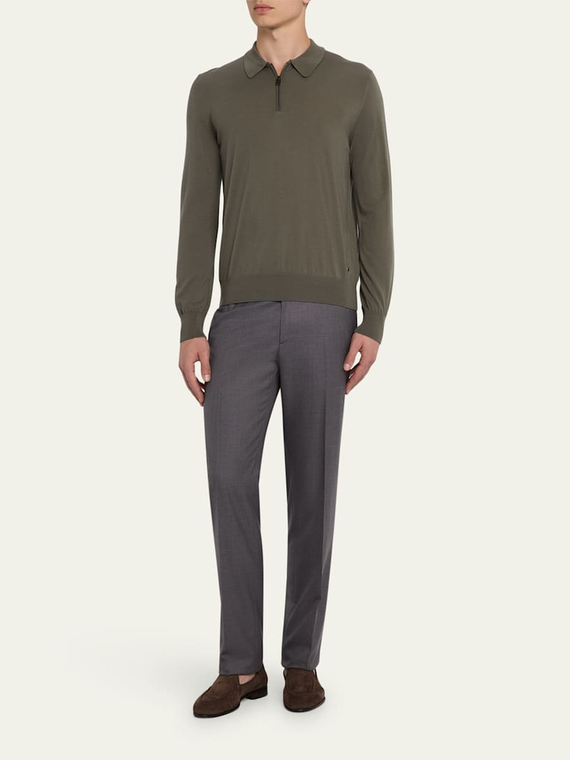 Brioni Men's Solid Twill Dress Trousers outlook