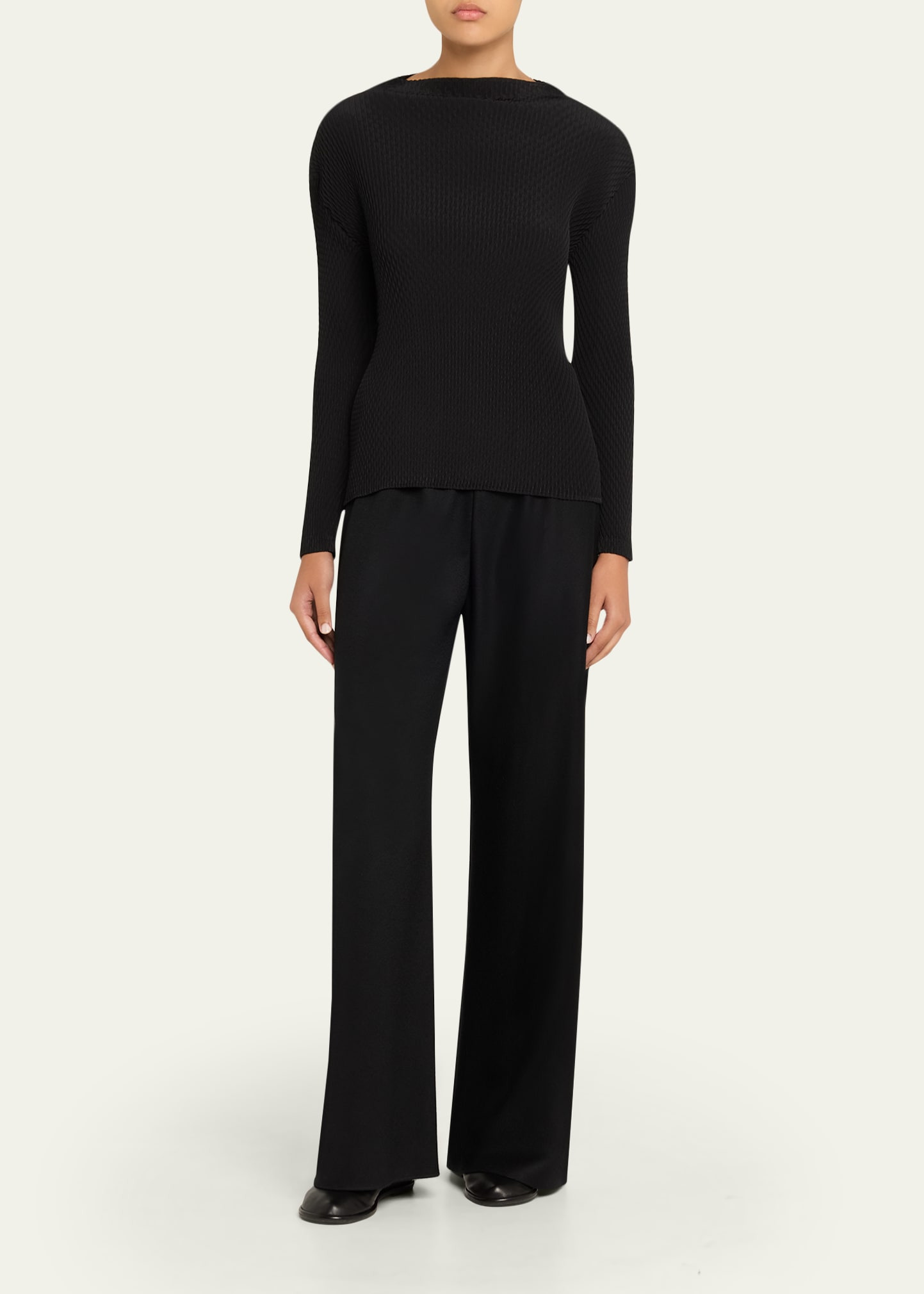 Orbicular Pleated Long-Sleeve Top - 2