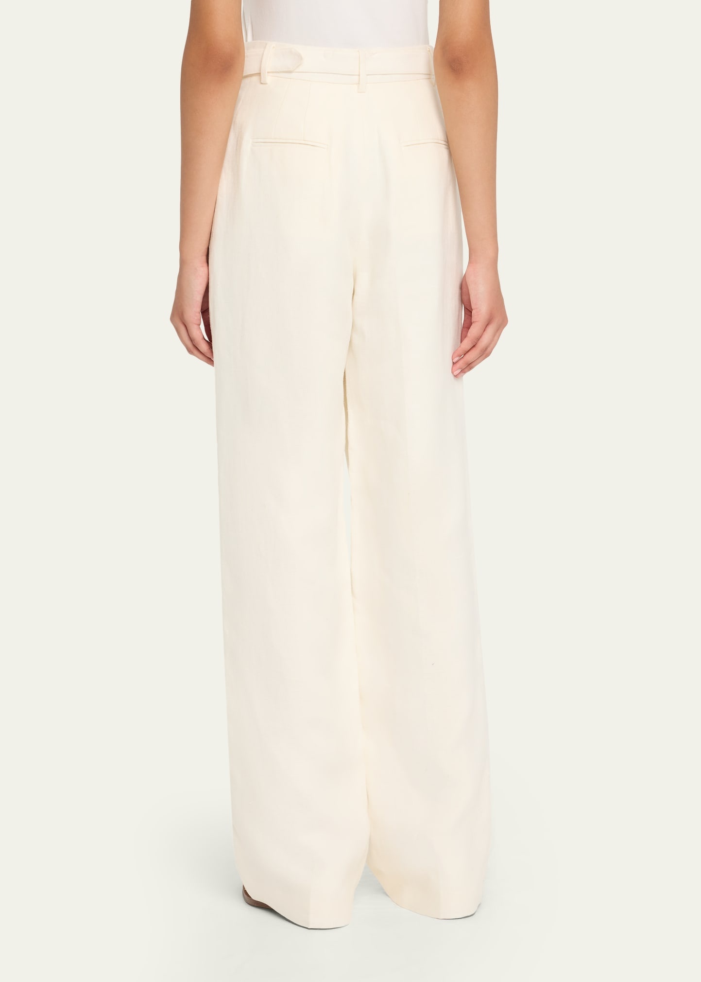 Norman Belted Linen Twill Straight-Leg Pants - 3