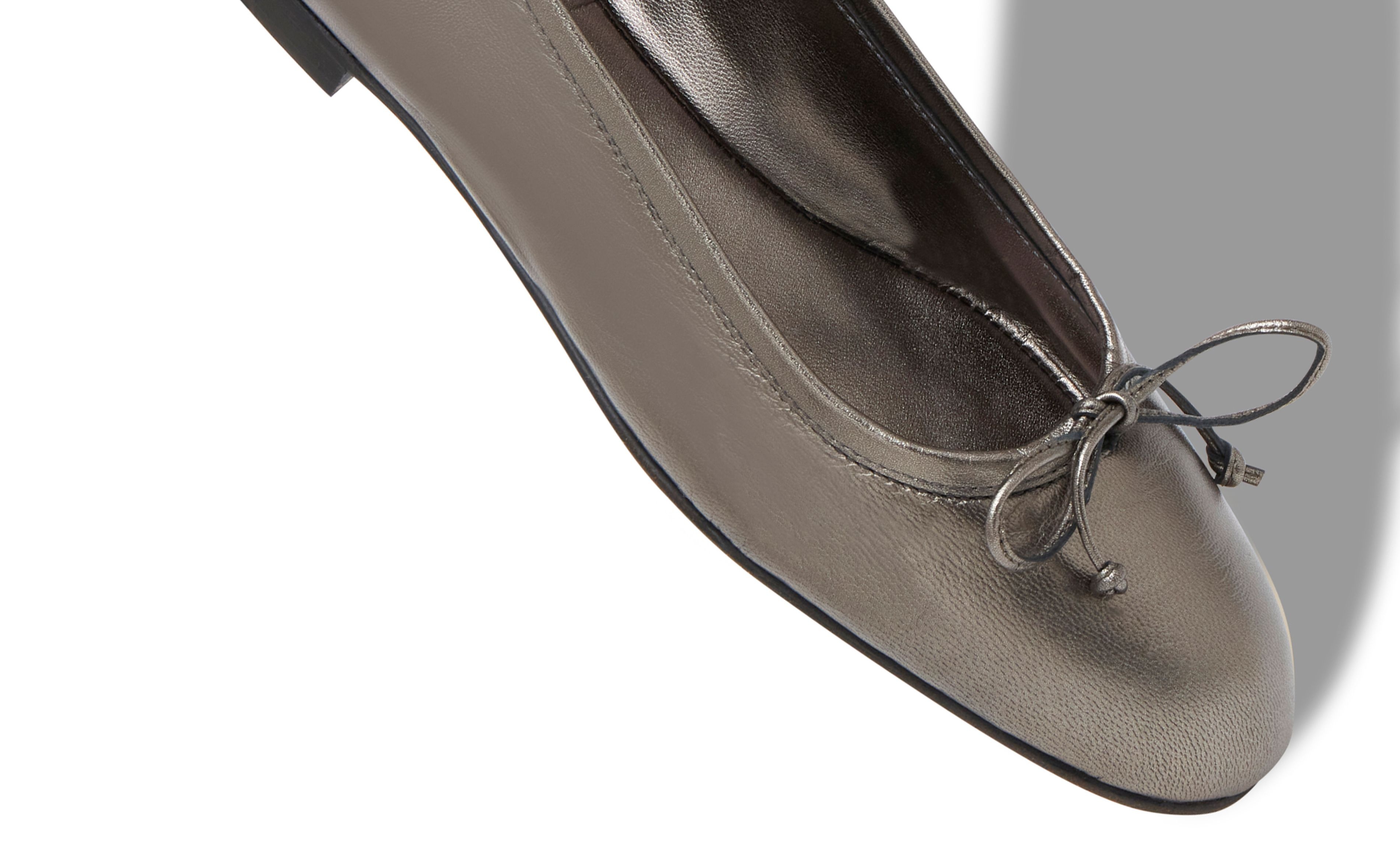 Dark Grey Nappa Leather Ballerina Flats - 4