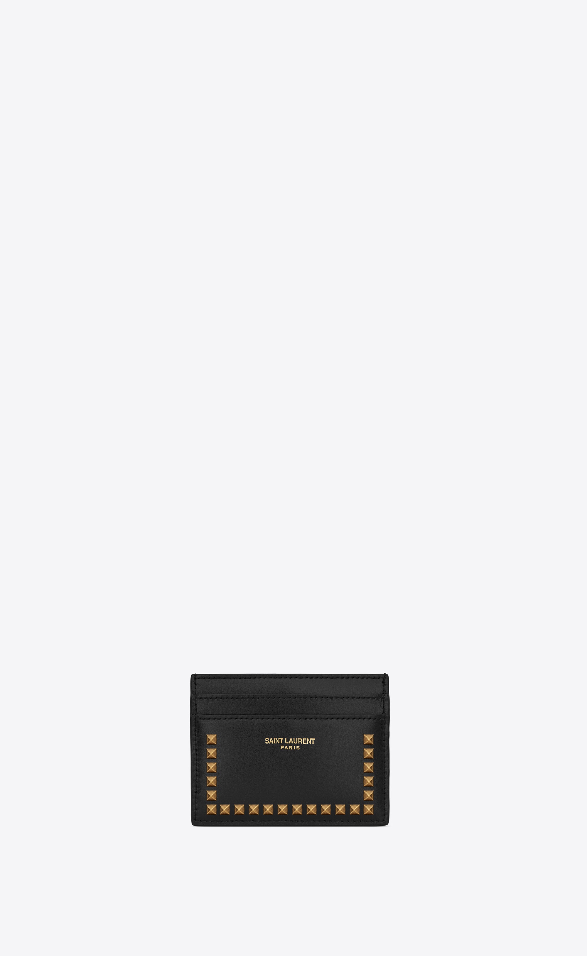 saint laurent paris credit card case in smooth leather with studs - 1