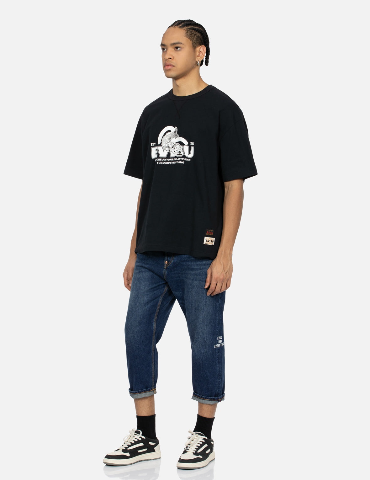 Koinobori Print and Seagull Embroidery Cropped-Fit Jeans #2027 - 4