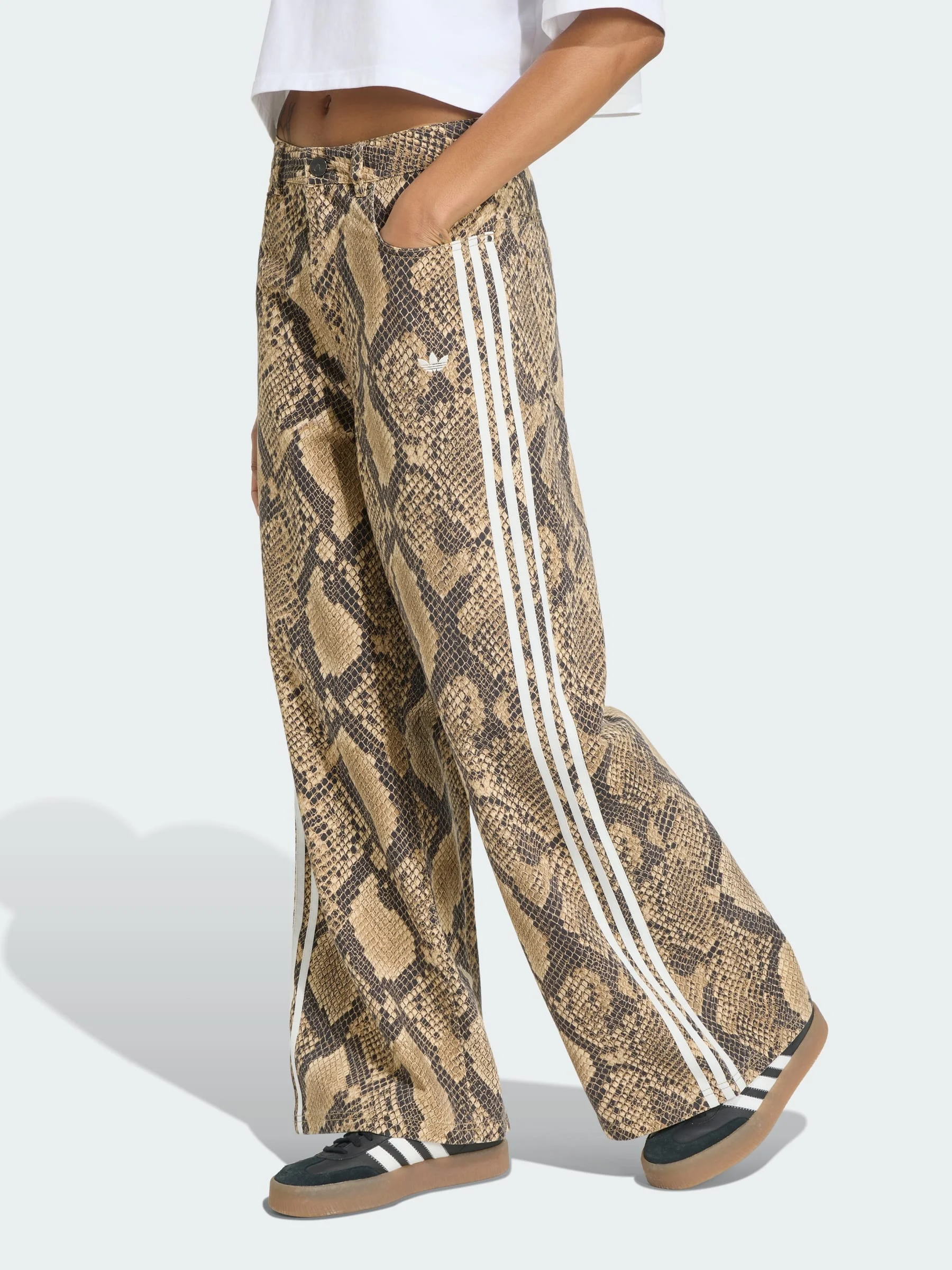 SNAKE PRINT DENIM LOOSE PANTS - 1