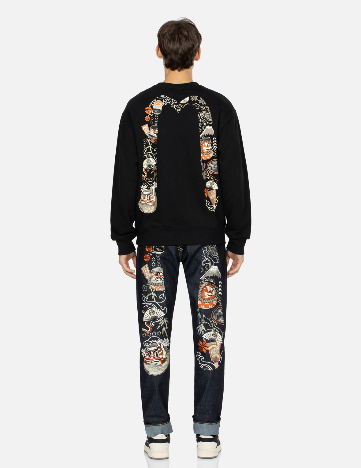 KUMADORI DARUMA DAICOCK PRINT RELAX FIT SWEATSHIRT - 5
