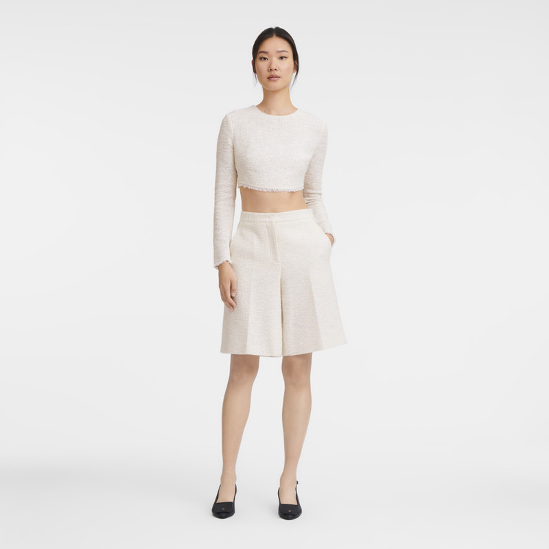 Longchamp Bermuda shorts Ecru - Bouclé outlook