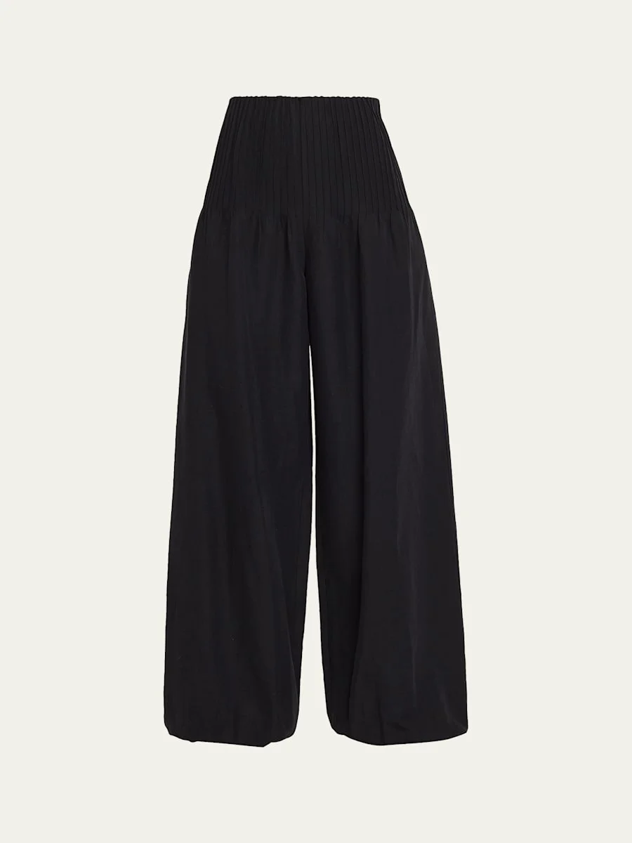 Wide-Leg Pintuck Pants - 1