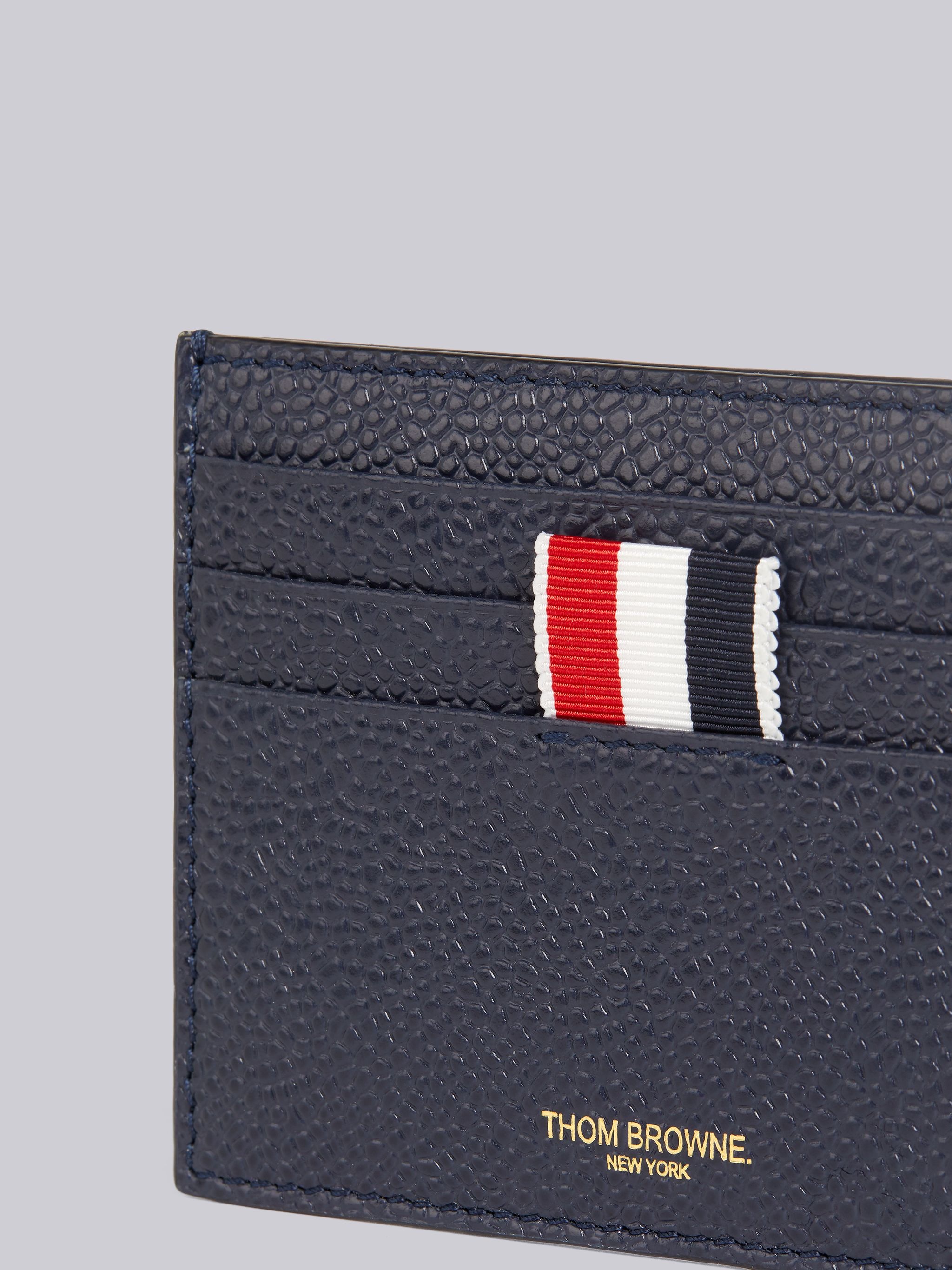 Navy Pebbled Calfskin 4-Bar Applique Note Card Holder - 2