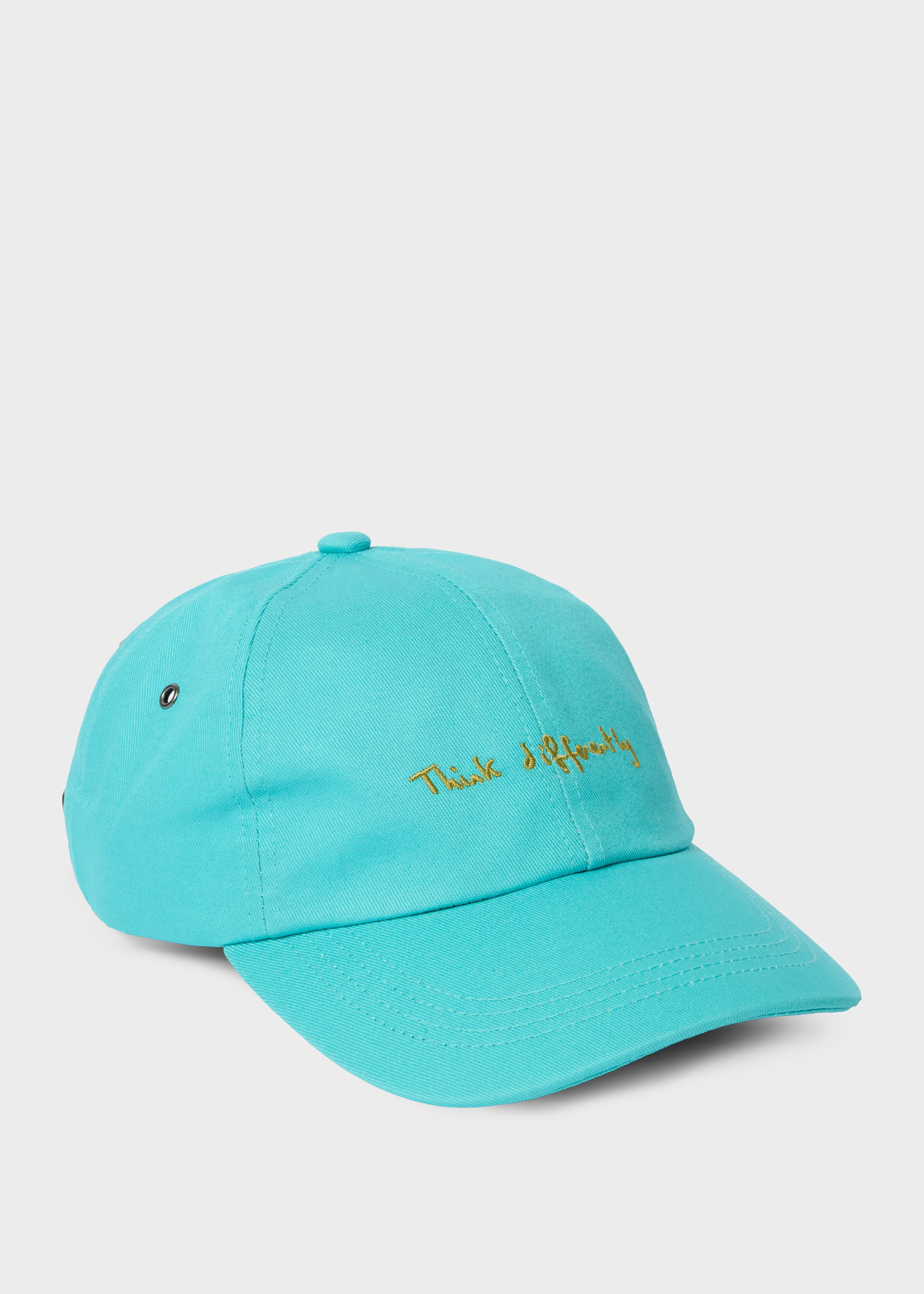 Sky Blue Cotton-Twill Quote Cap - 1