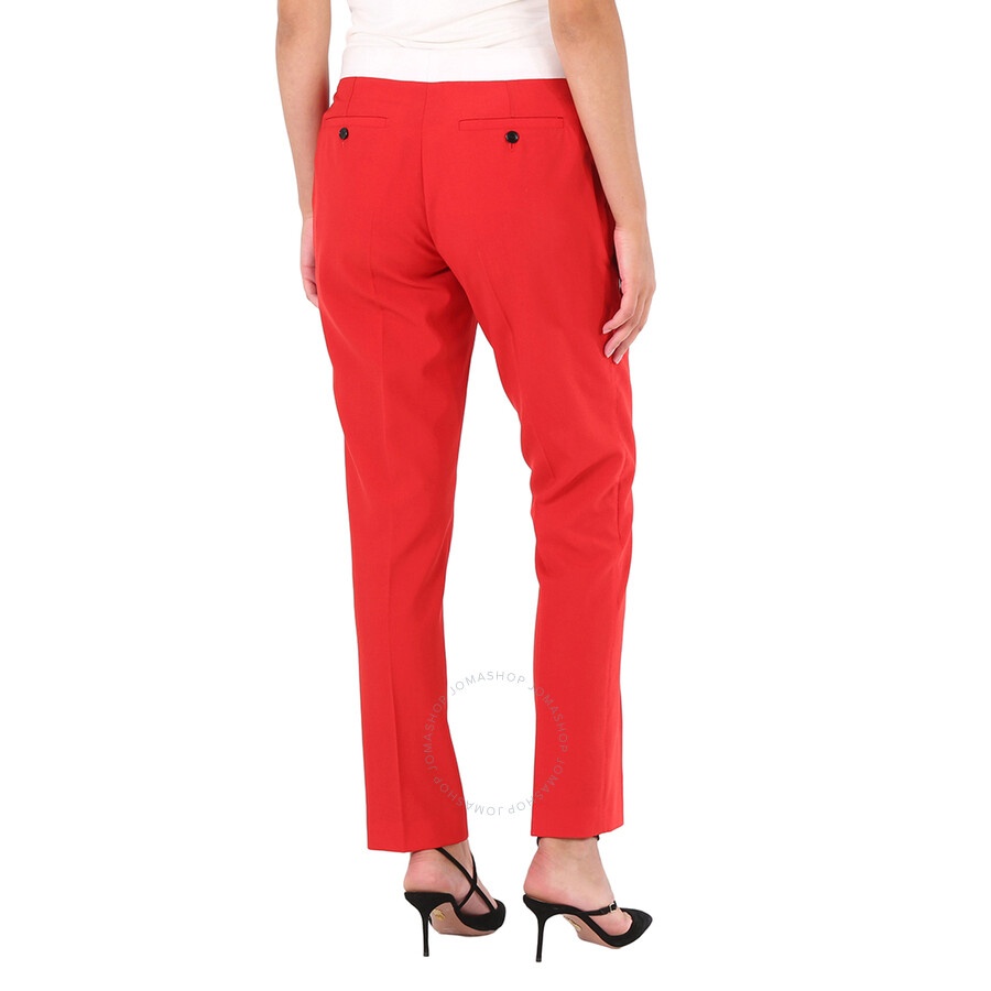Burberry Ladies Bright Red Hanover Two-tone Wool Tailored Trousers - 4