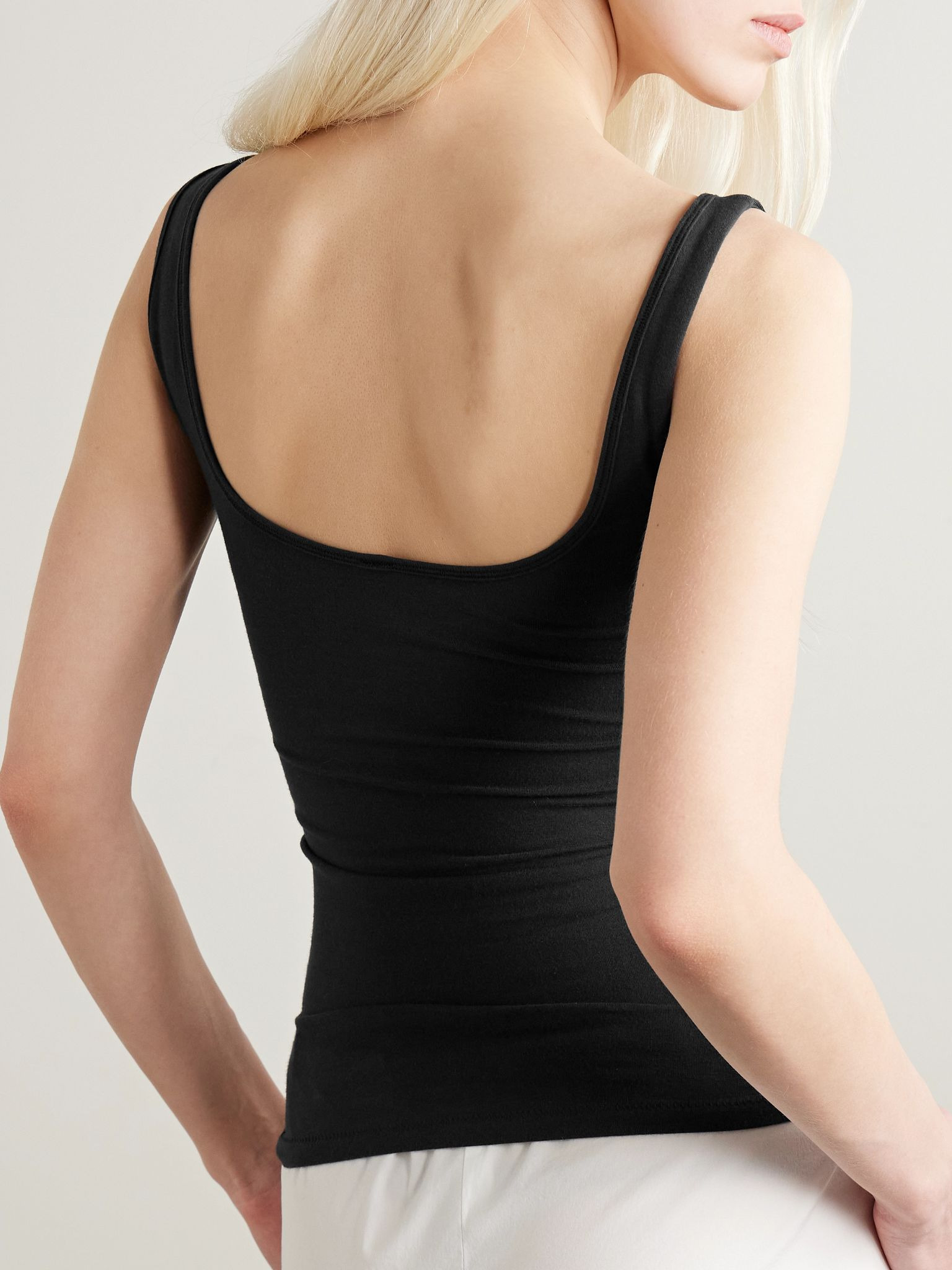 Cotton-blend jersey tank - Soot Black - 3