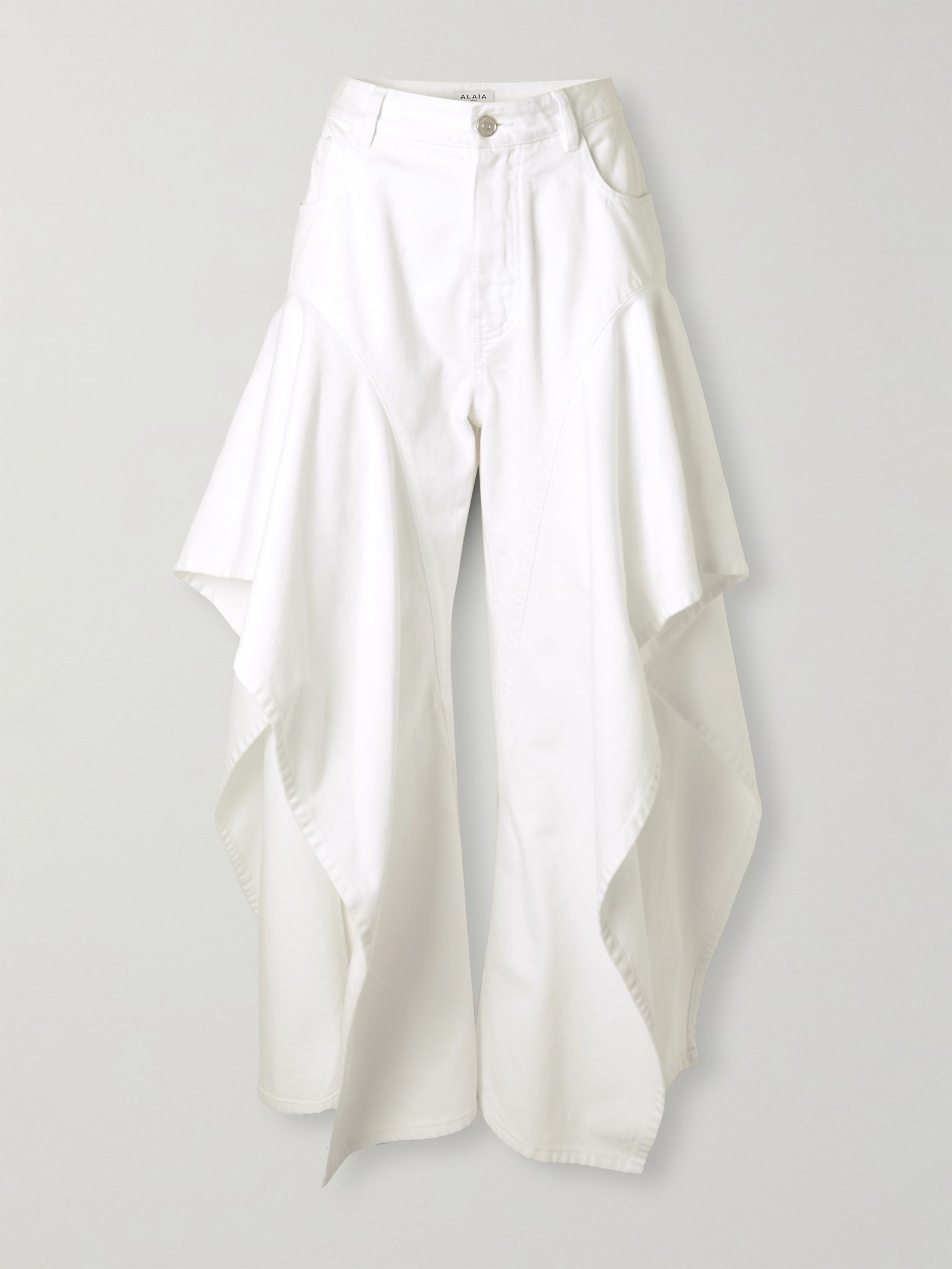 Ruffled mid-rise wide-leg jeans White - 1