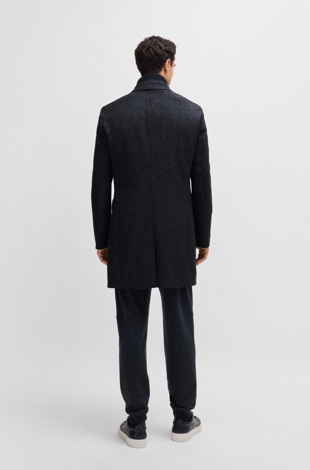 HERRINGBONE SLIM-FIT COAT WITH DETACHABLE ZIP-UP INNER - 5
