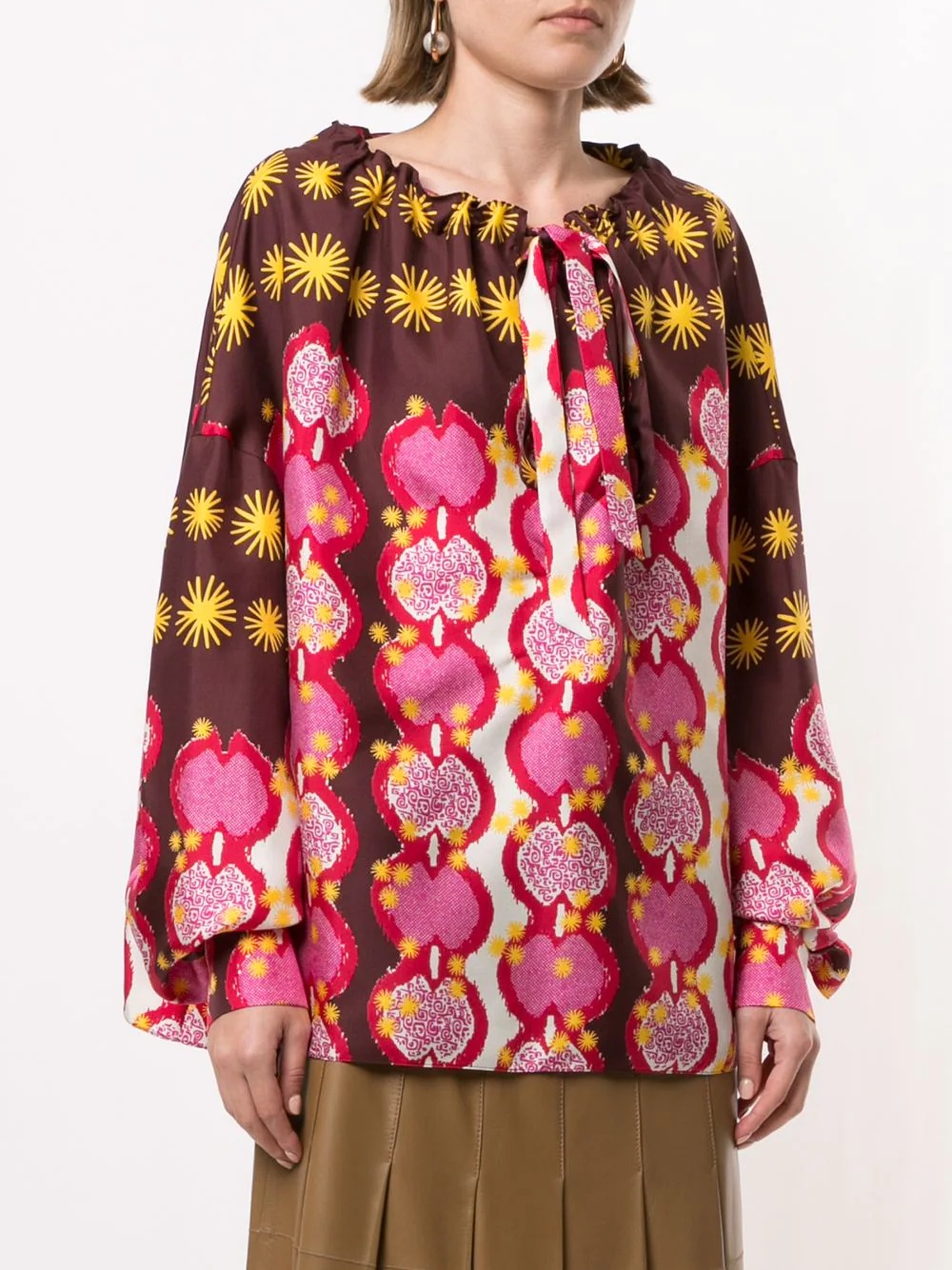 patterned silk blouse - 3