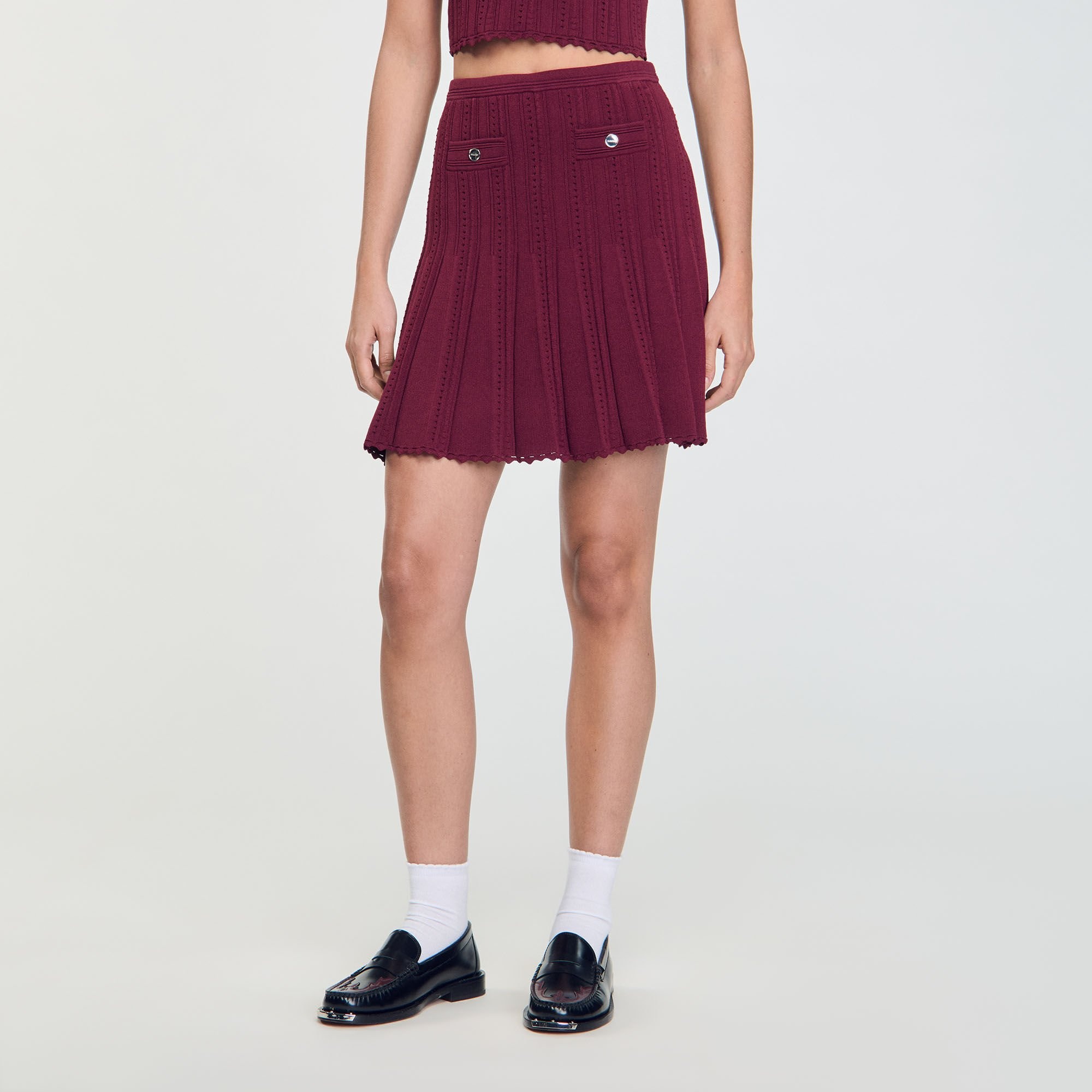 SHORT PLEATED KNIT SKIRT - 4
