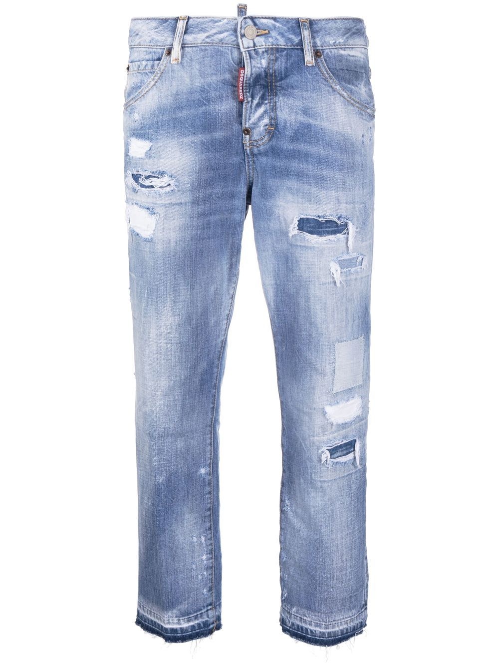 distressed cropped jeans - 1