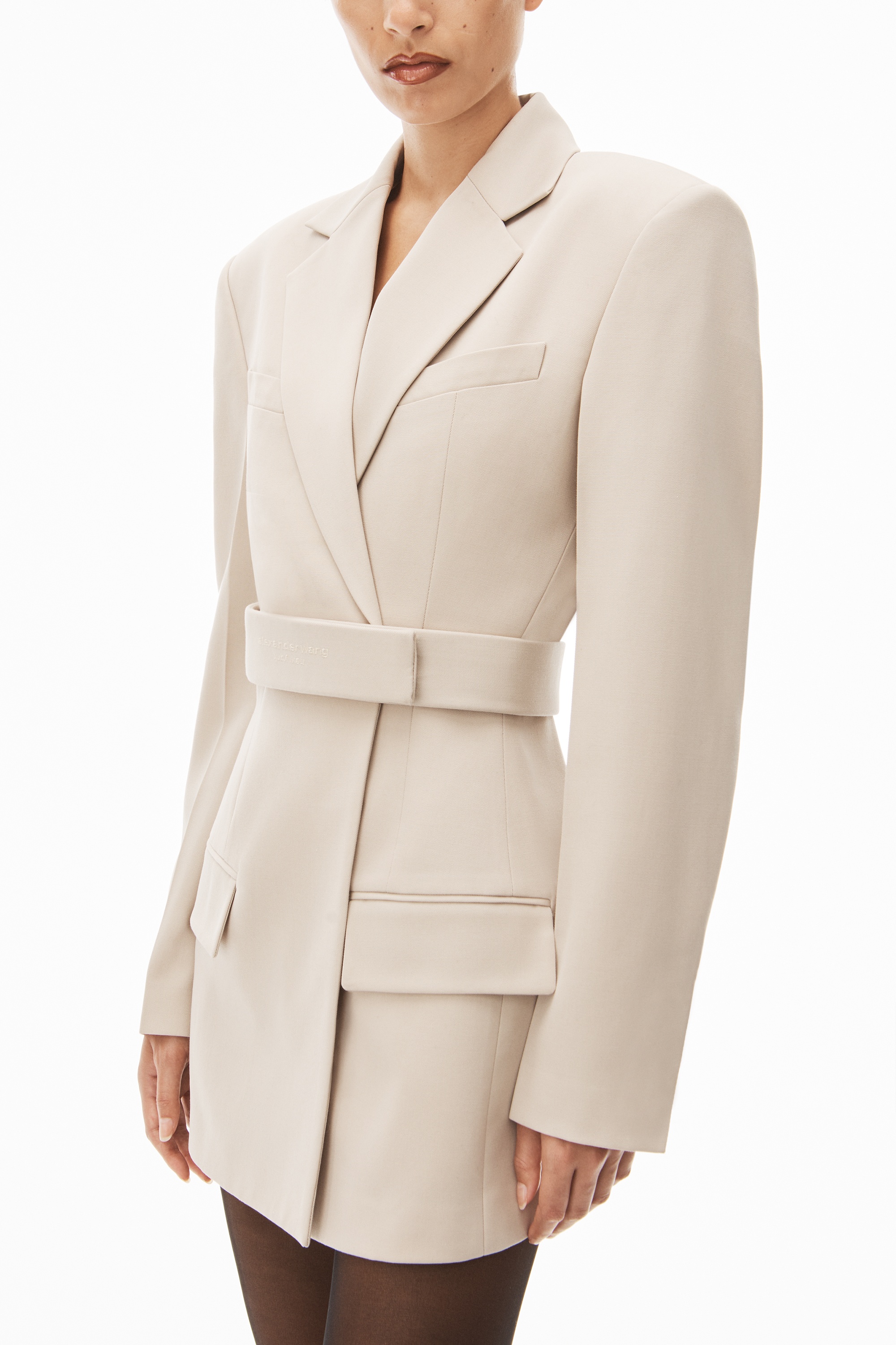 BELTED BLAZER DRESS IN WOOL TAILORING - 3