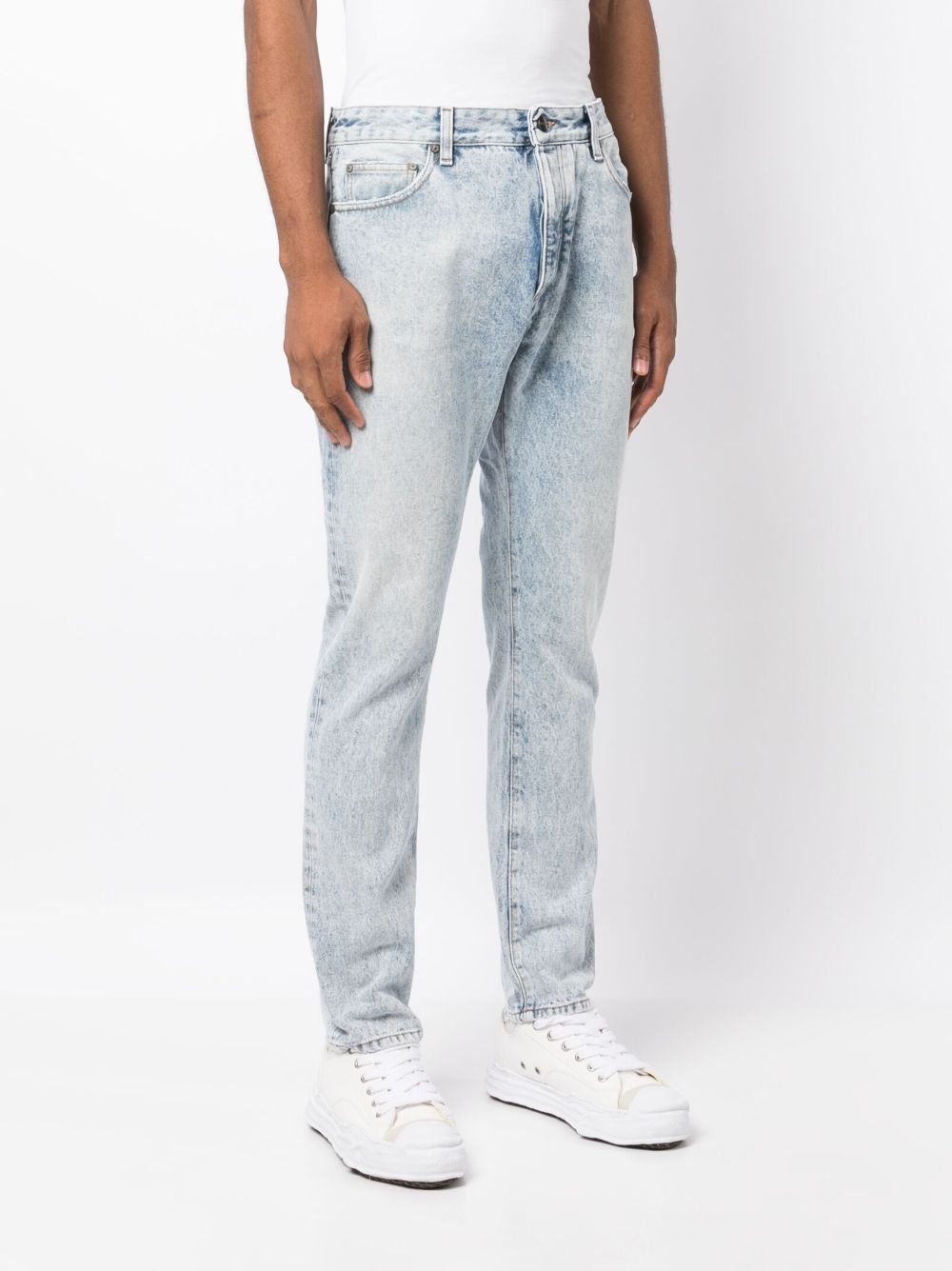 curved-logo print jeans - 4