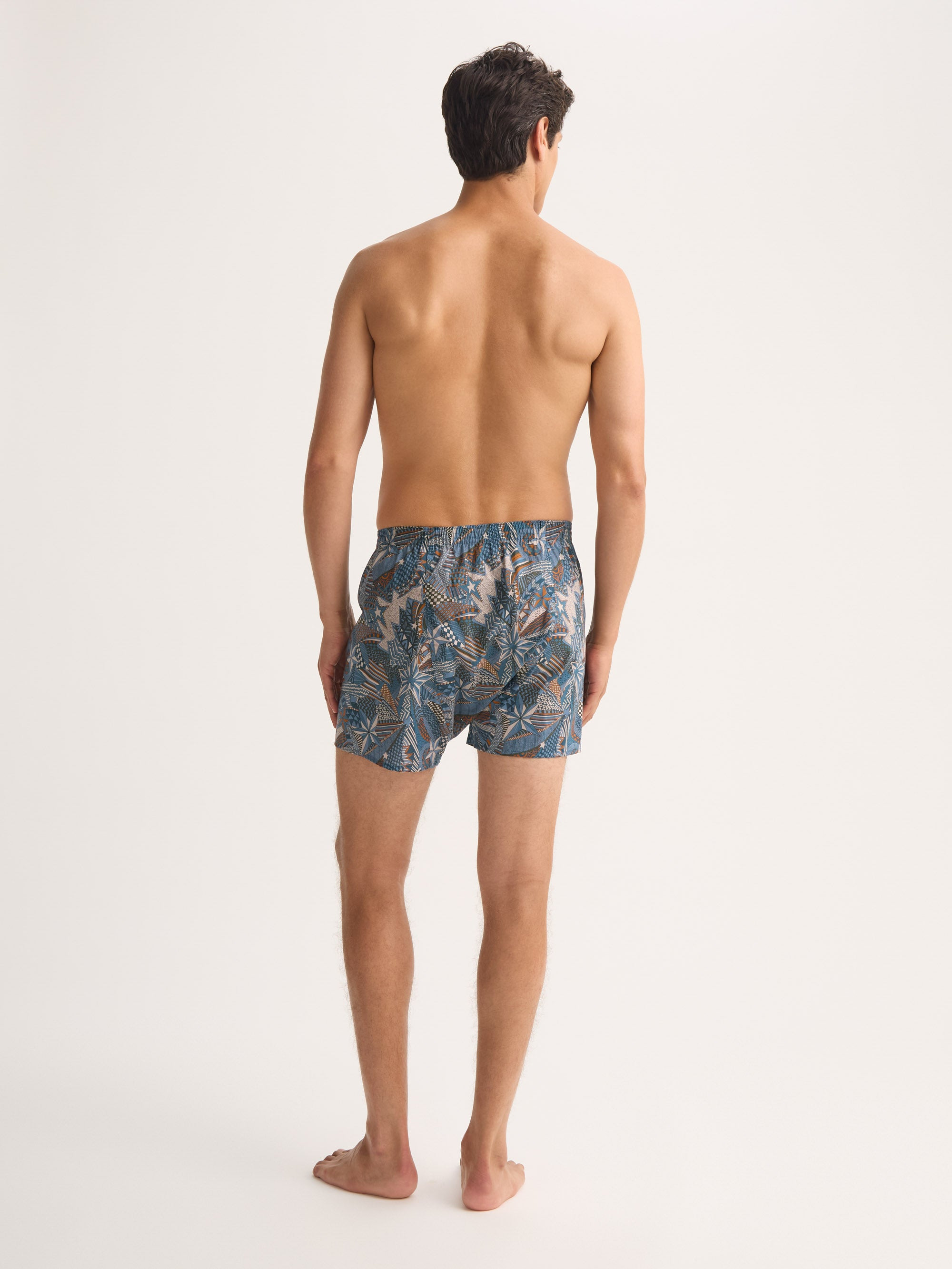 Men's Classic Fit Boxers Cotton Batiste Blue Multicolor Celebration Print - 3